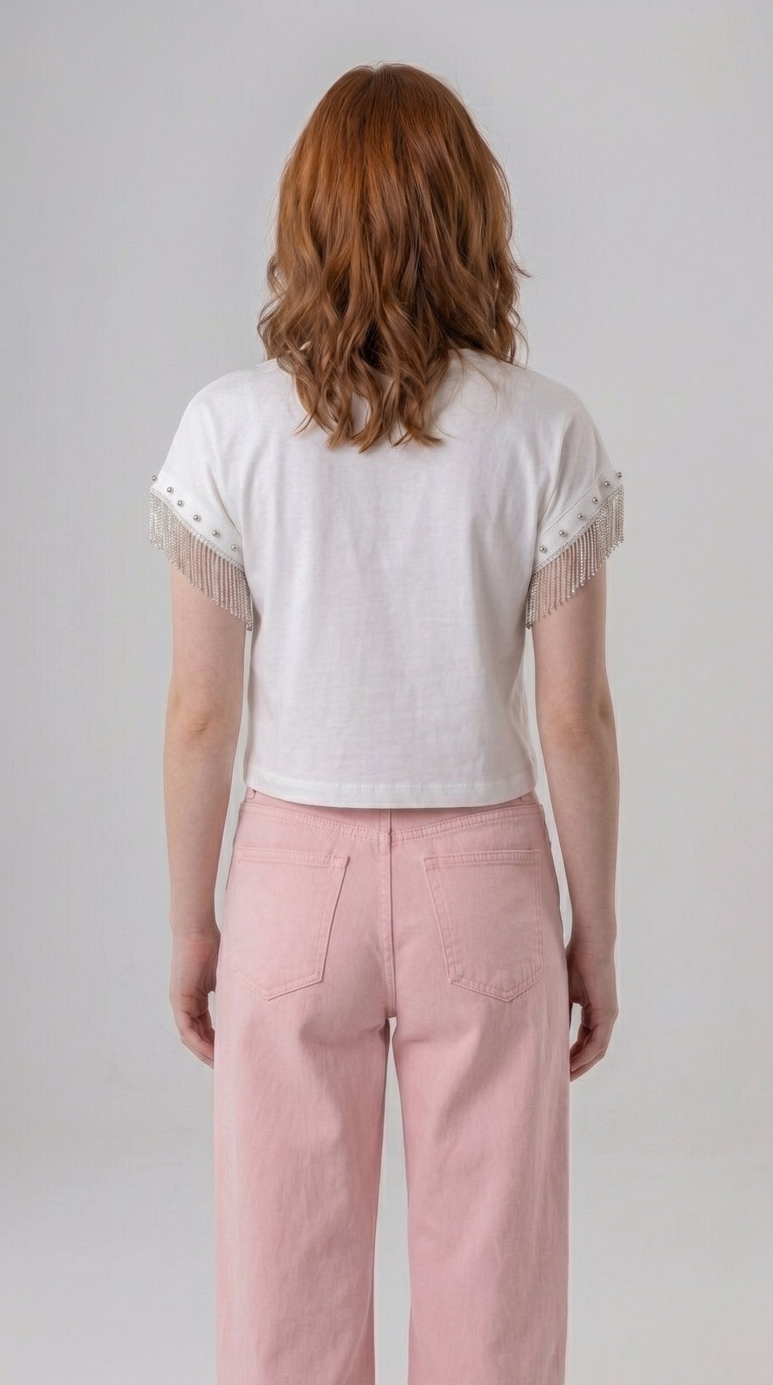 Girls' Studded Fringe Short-Sleeve Tee