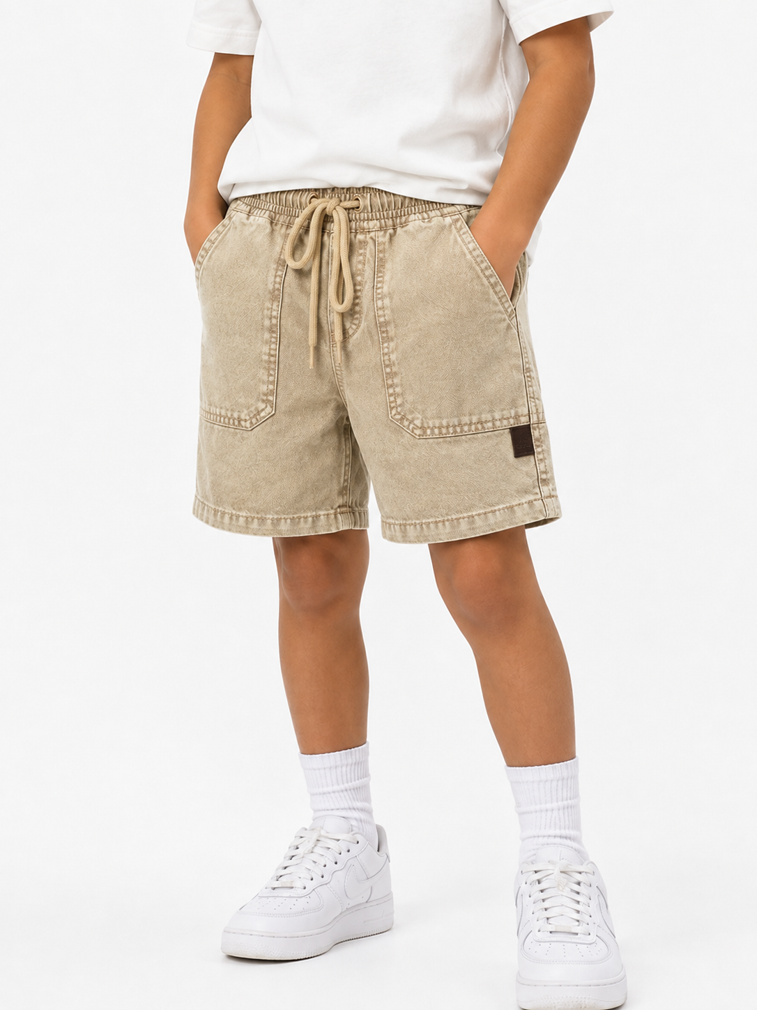 Kids' Acid-Wash Utility Shorts