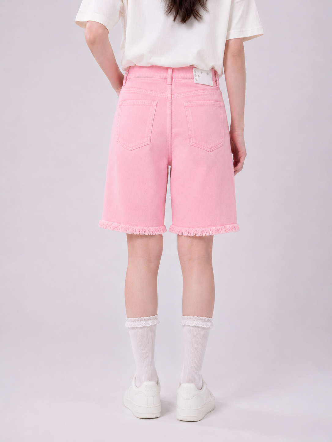 Girls’ Frayed Hem Denim Bermuda Shorts
