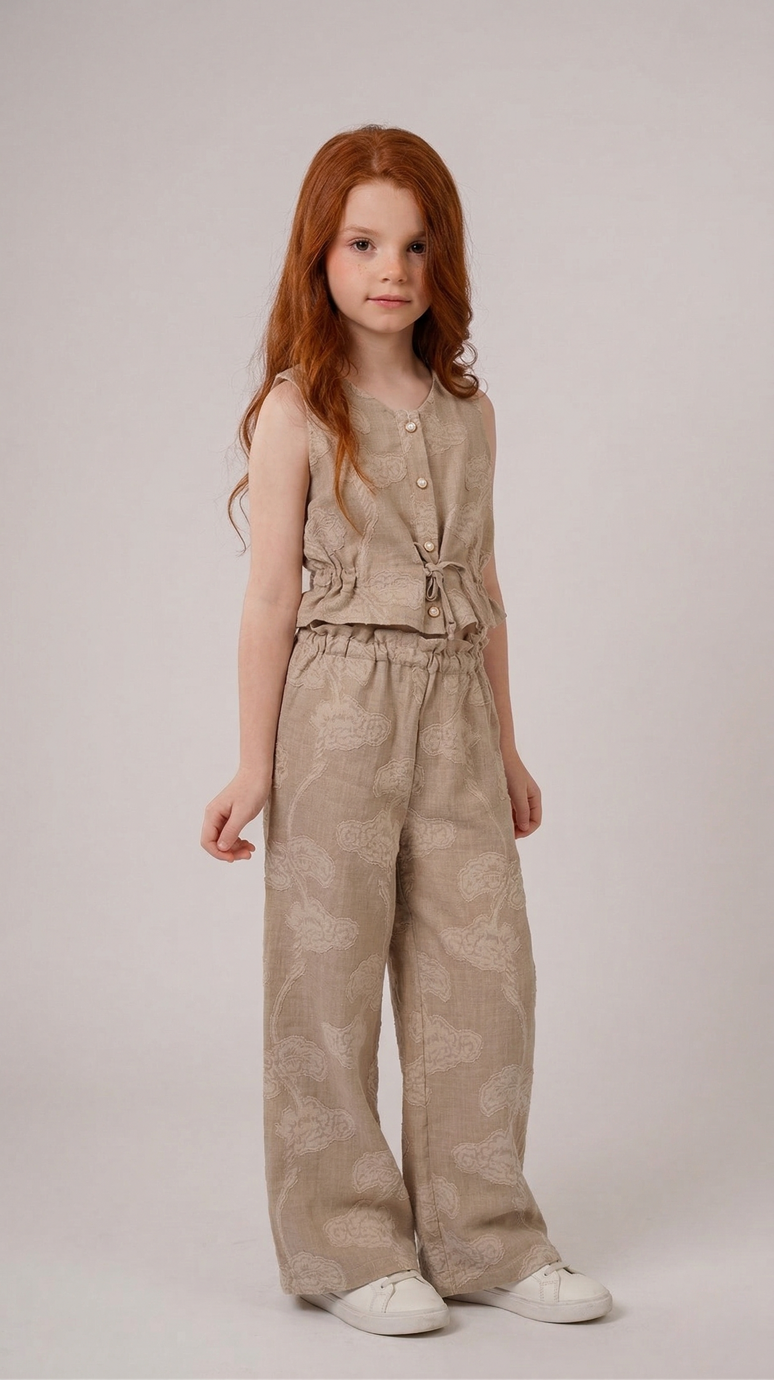 Girls’ Two-Piece Linen-Blend Floral Set