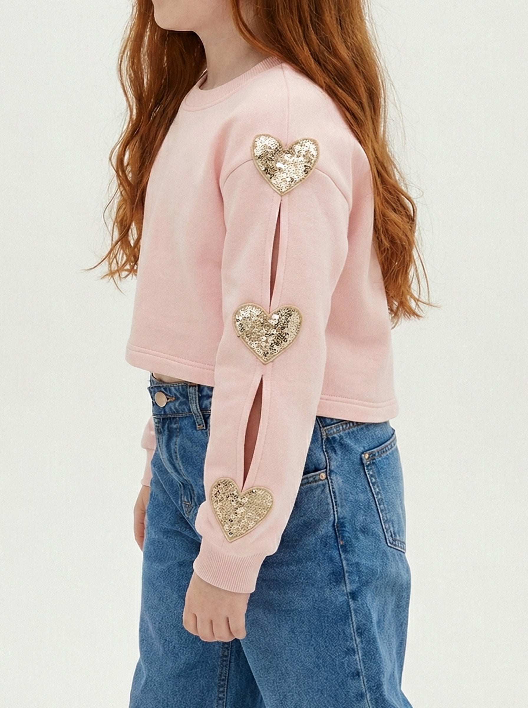 Girls' Sweetheart Sequin Cropped Sweatshirt