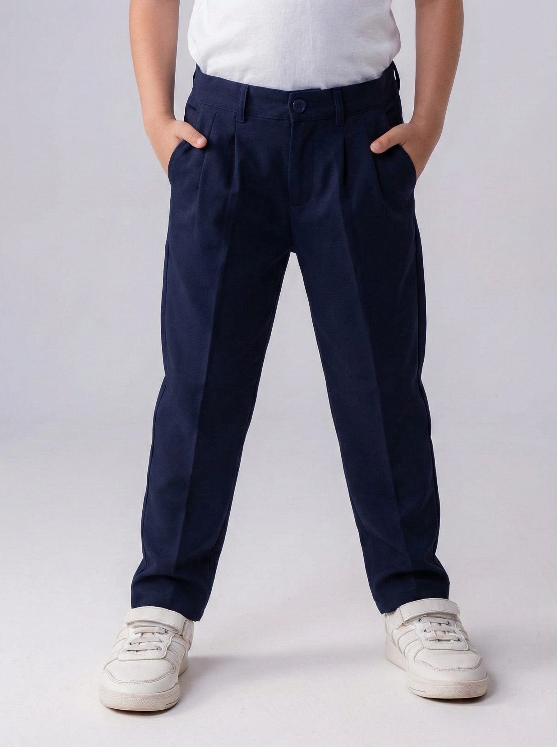 Boys' Slim-Fit Pleated Trousers