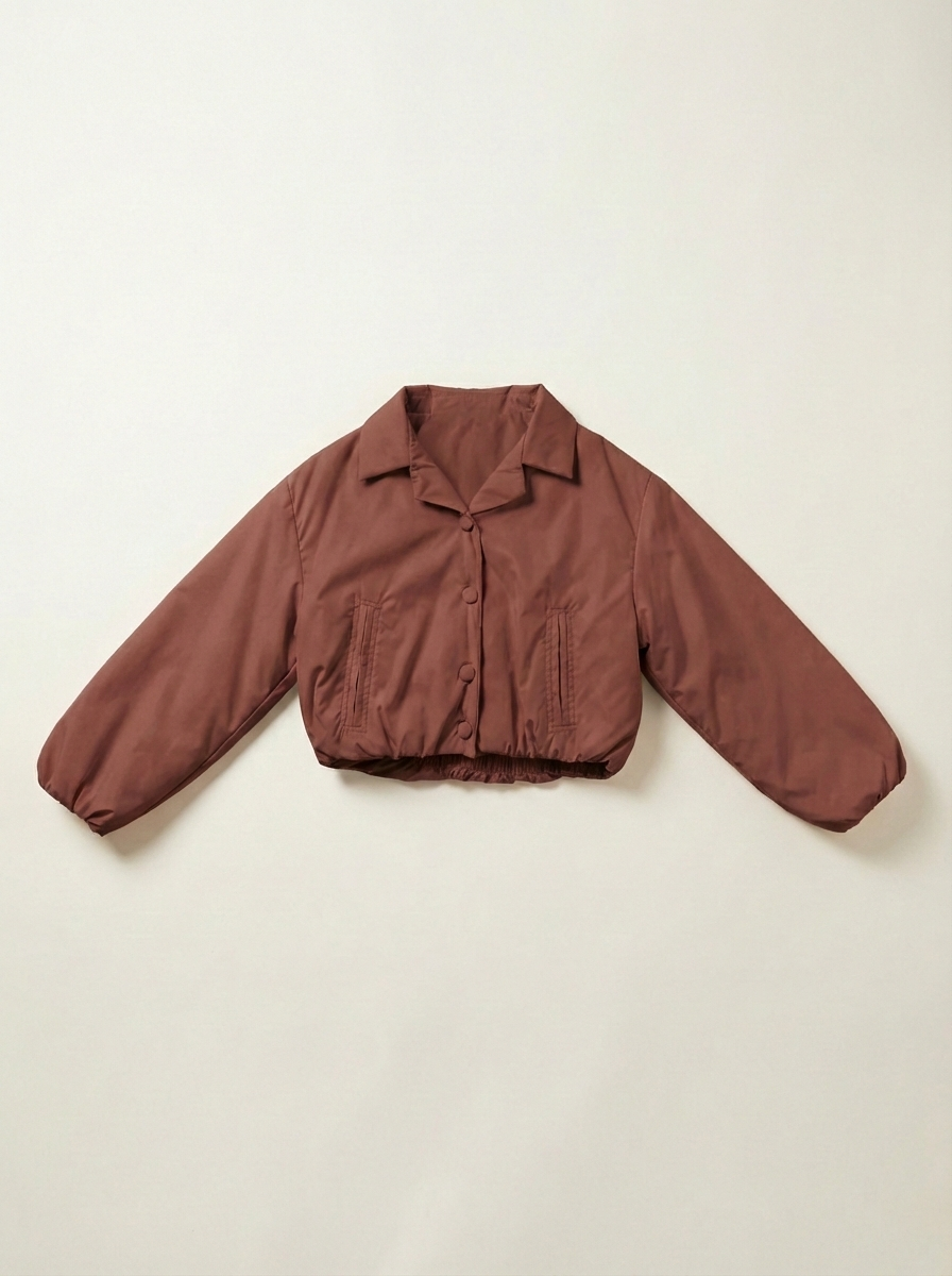 Girls’ Leather Bomber Jacket – Collared Snap-Front Utility Outerwear