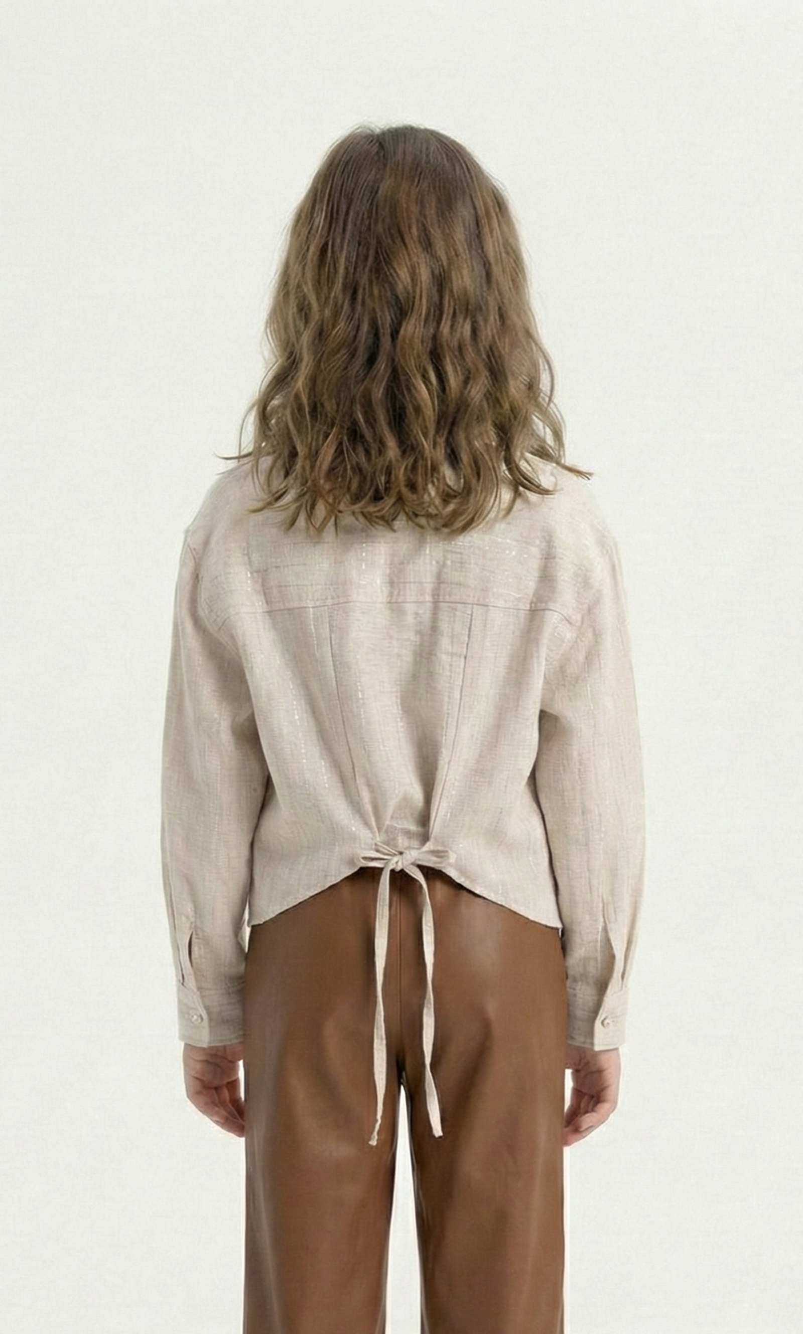 Girls’ Shimmer Button Down Shirt Long-Sleeve Lurex Striped Blouse