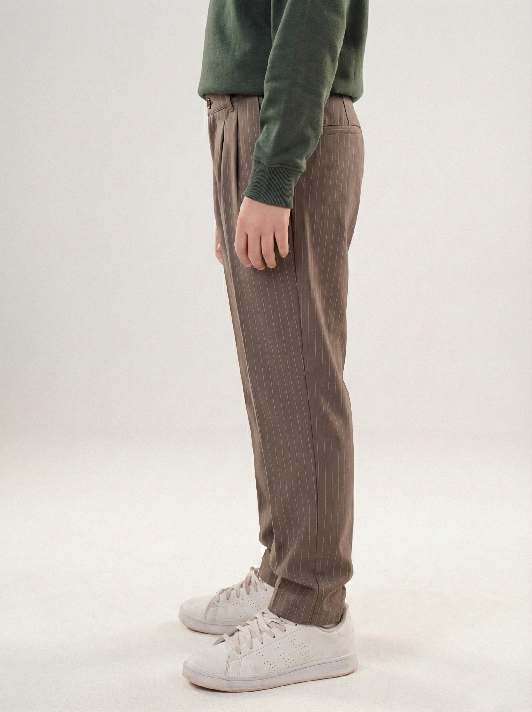 Boys’ Pinstripe Pleated Trousers – Smart-Casual Tailored Dress Pants