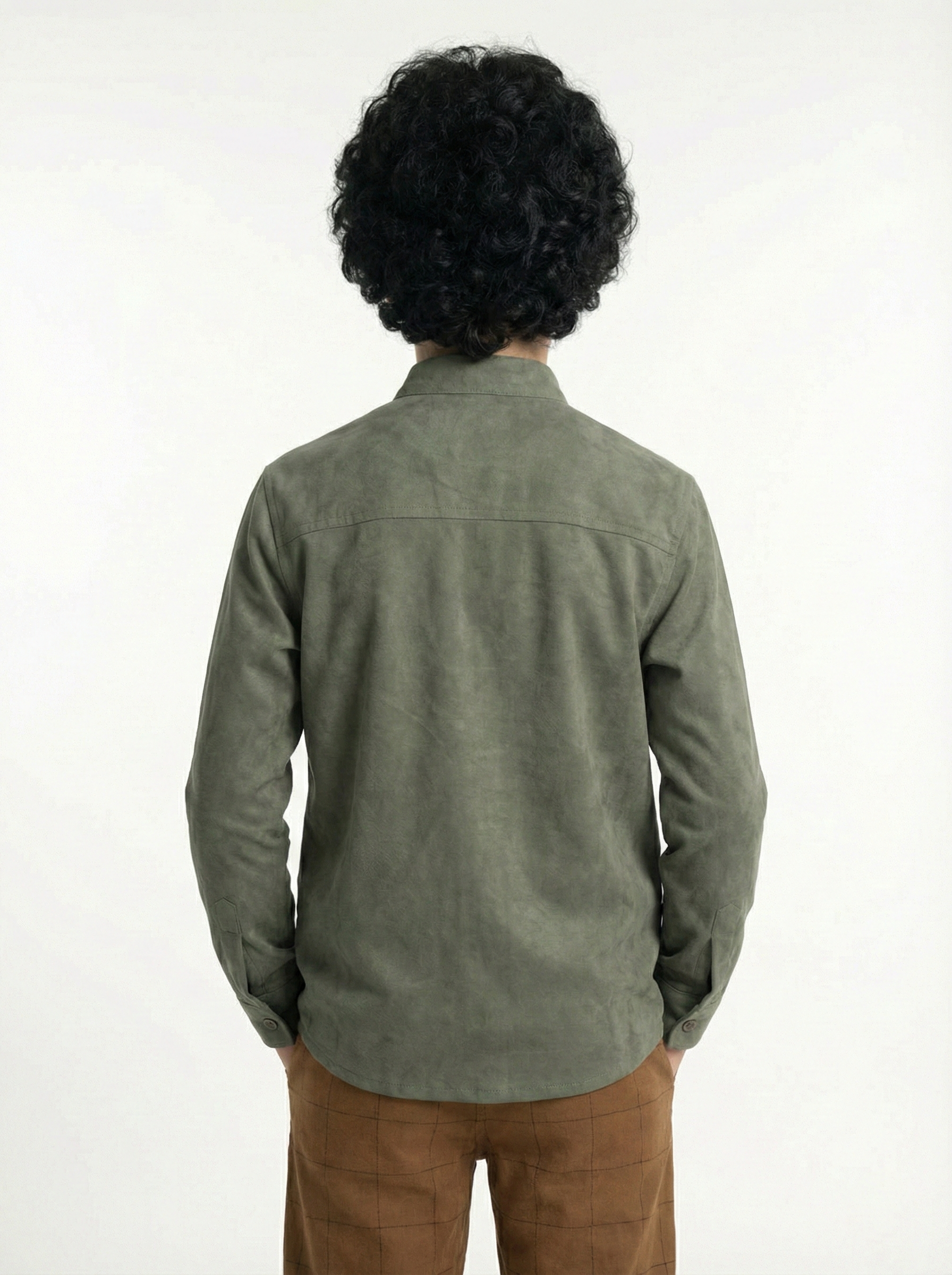 Boys’ Mandarin Collar Shirt – Long-Sleeve Button-Up with Geometric Embroidery