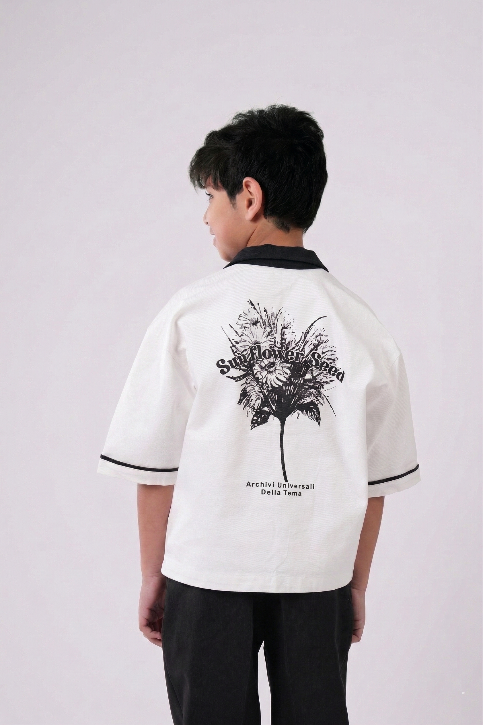 Boys’ Two-Tone Button-Down Resort Shirt – Cream