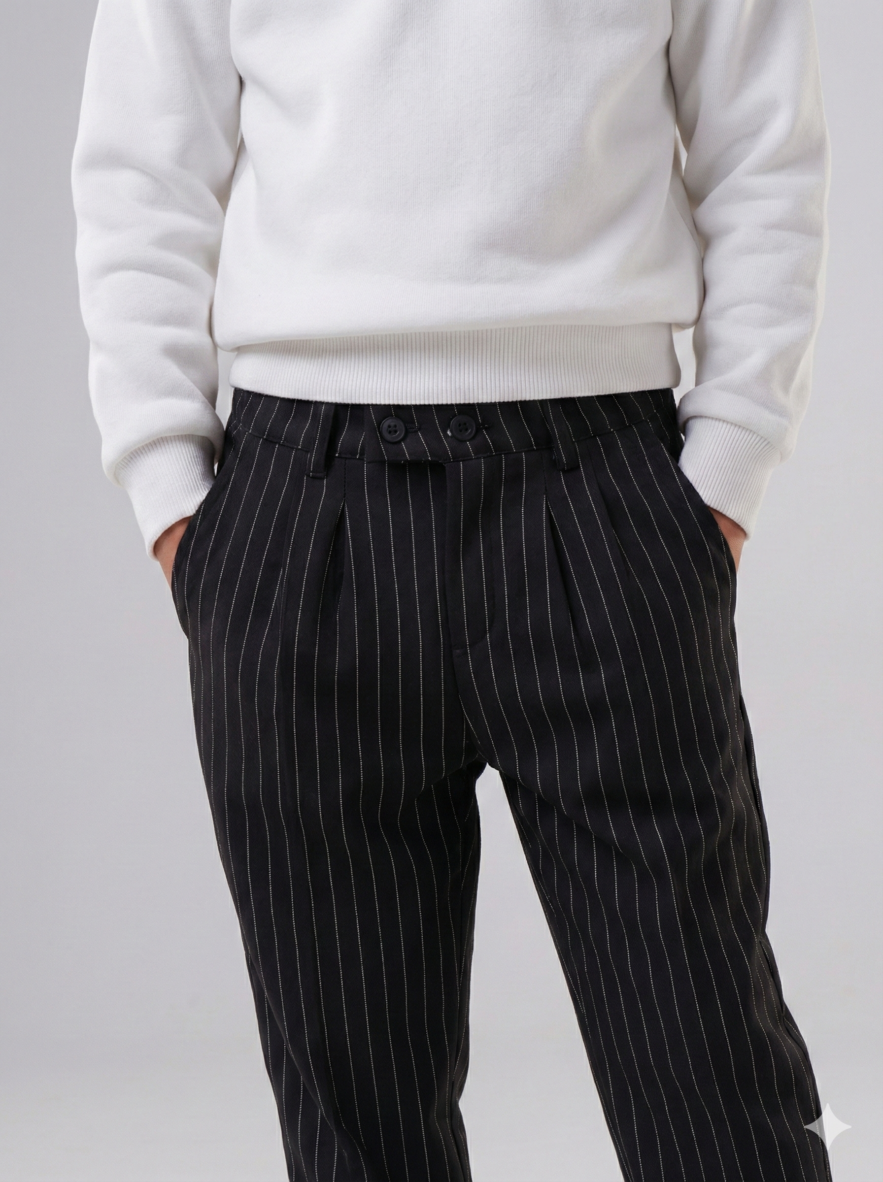 Boys’ Pinstripe Pleated Trousers – Smart-Casual Tailored Dress Pants