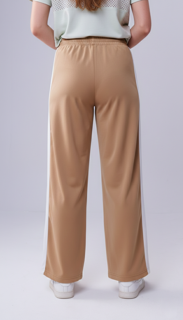 Girls’ Wide-Leg Trousers with Side Stripe – Trendy High-Waisted Relaxed Fit Pants