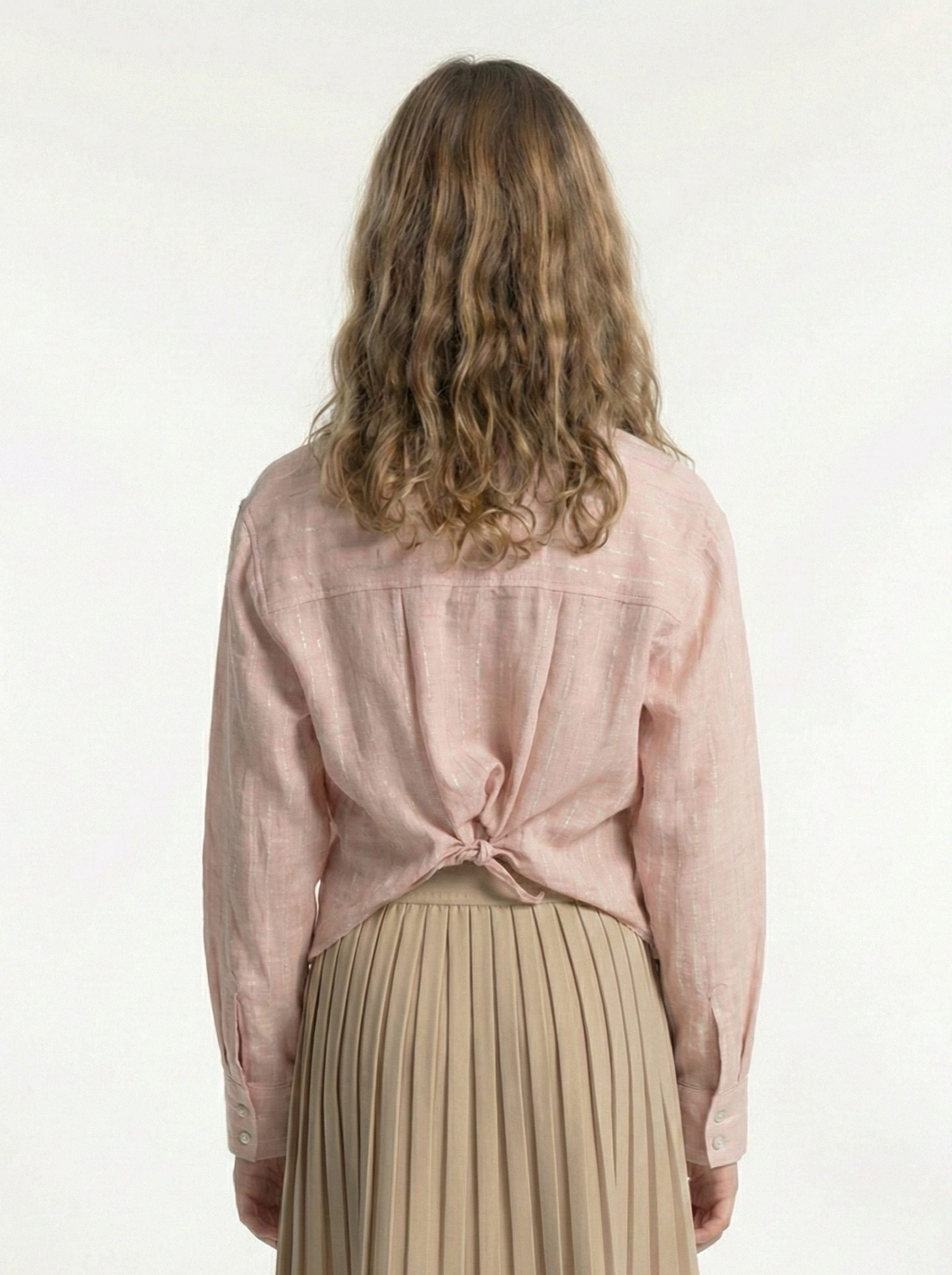 Girls’ Shimmer Button Down Shirt Long-Sleeve Lurex Striped Blouse