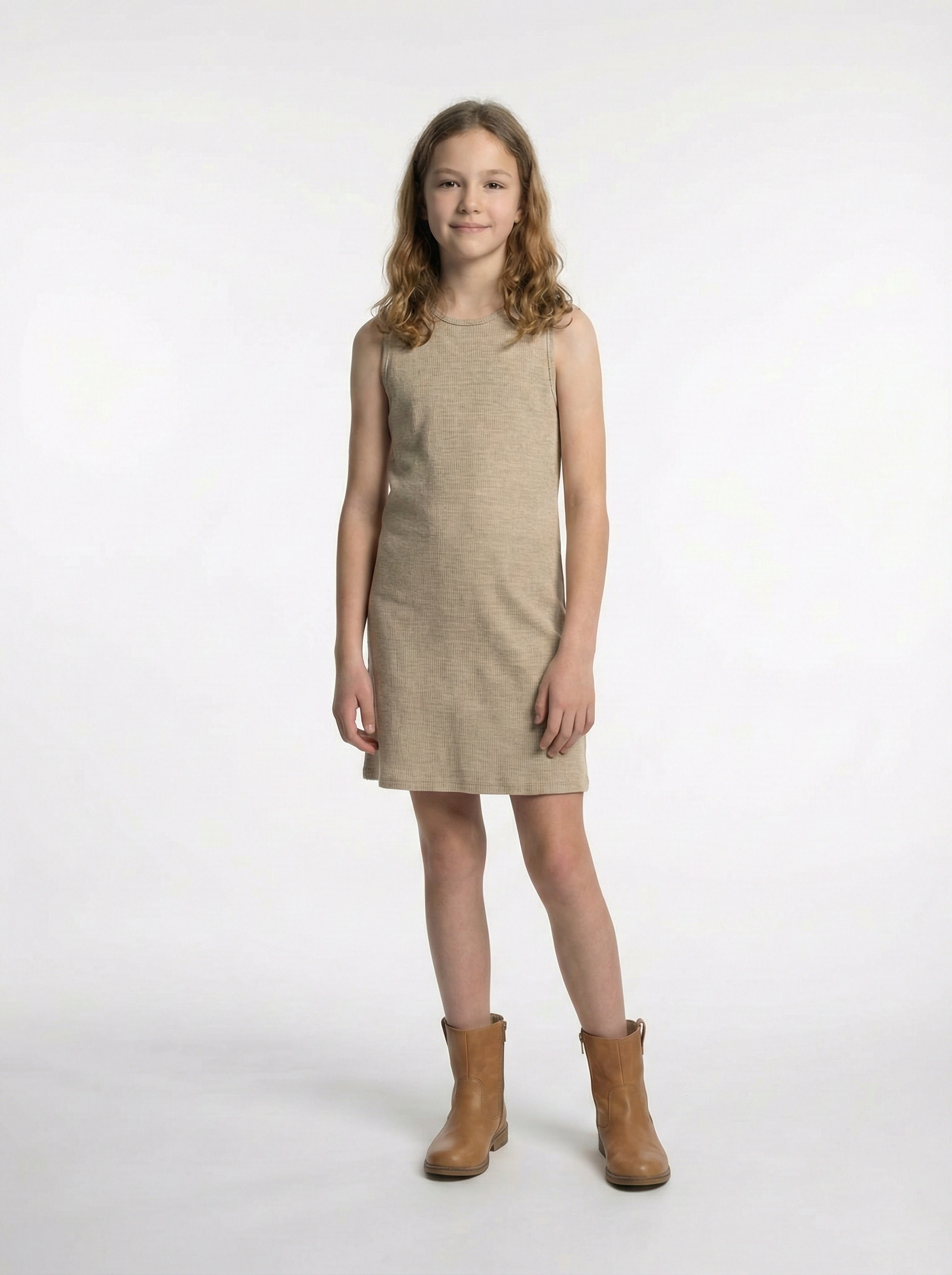 Girls’ Ribbed Knit Sleeveless Shift Dress