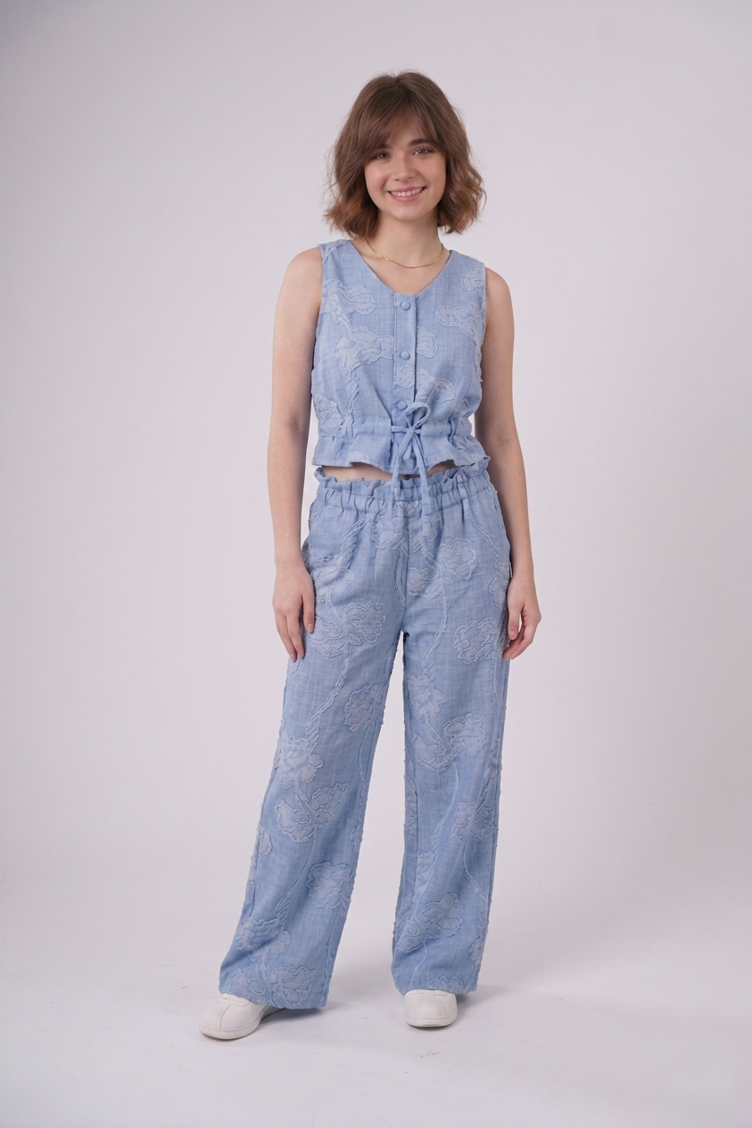 Girls’ Two-Piece Linen-Blend Floral Set