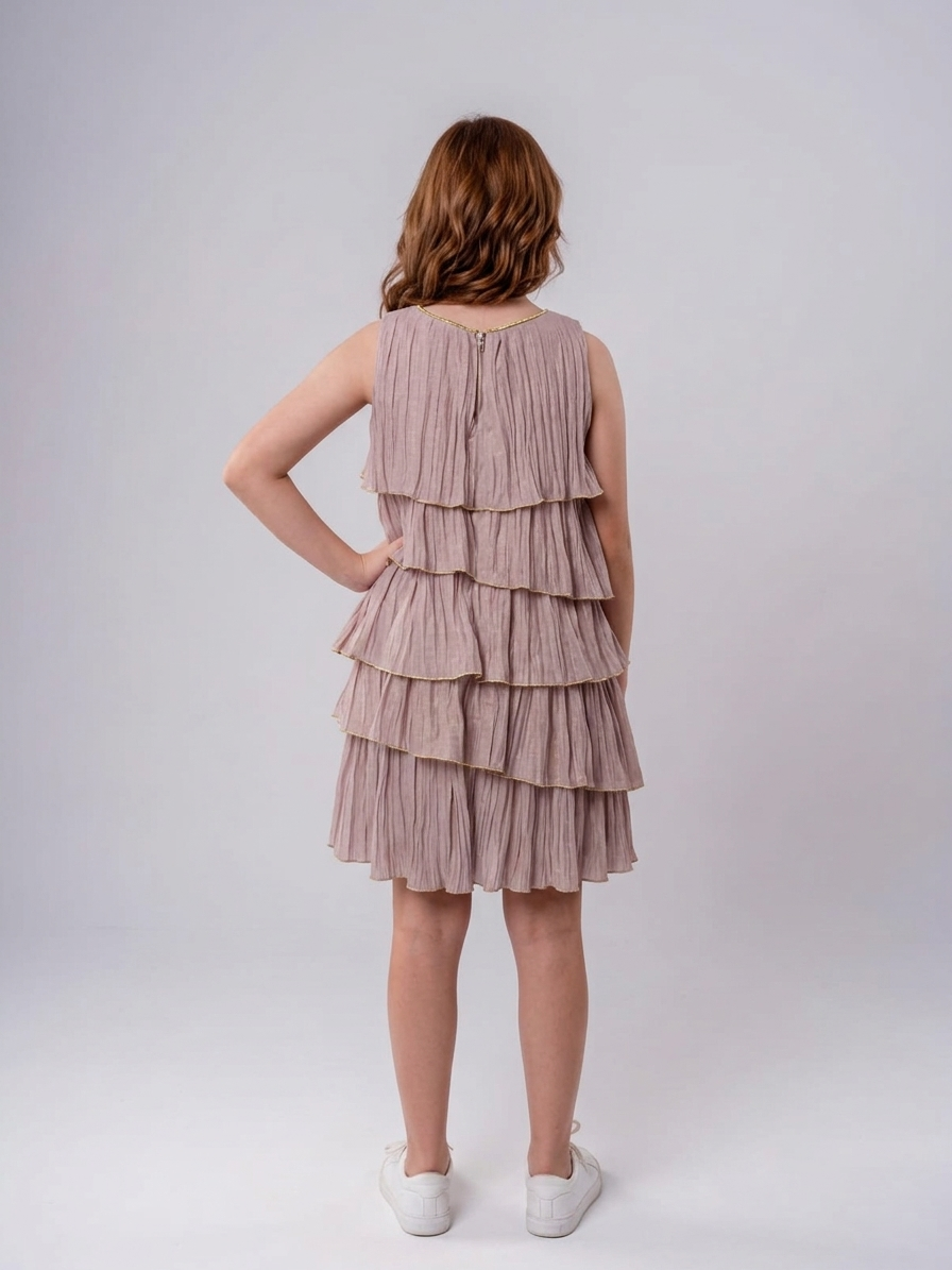 Girls’ Tiered Crinkle Gauze Dress