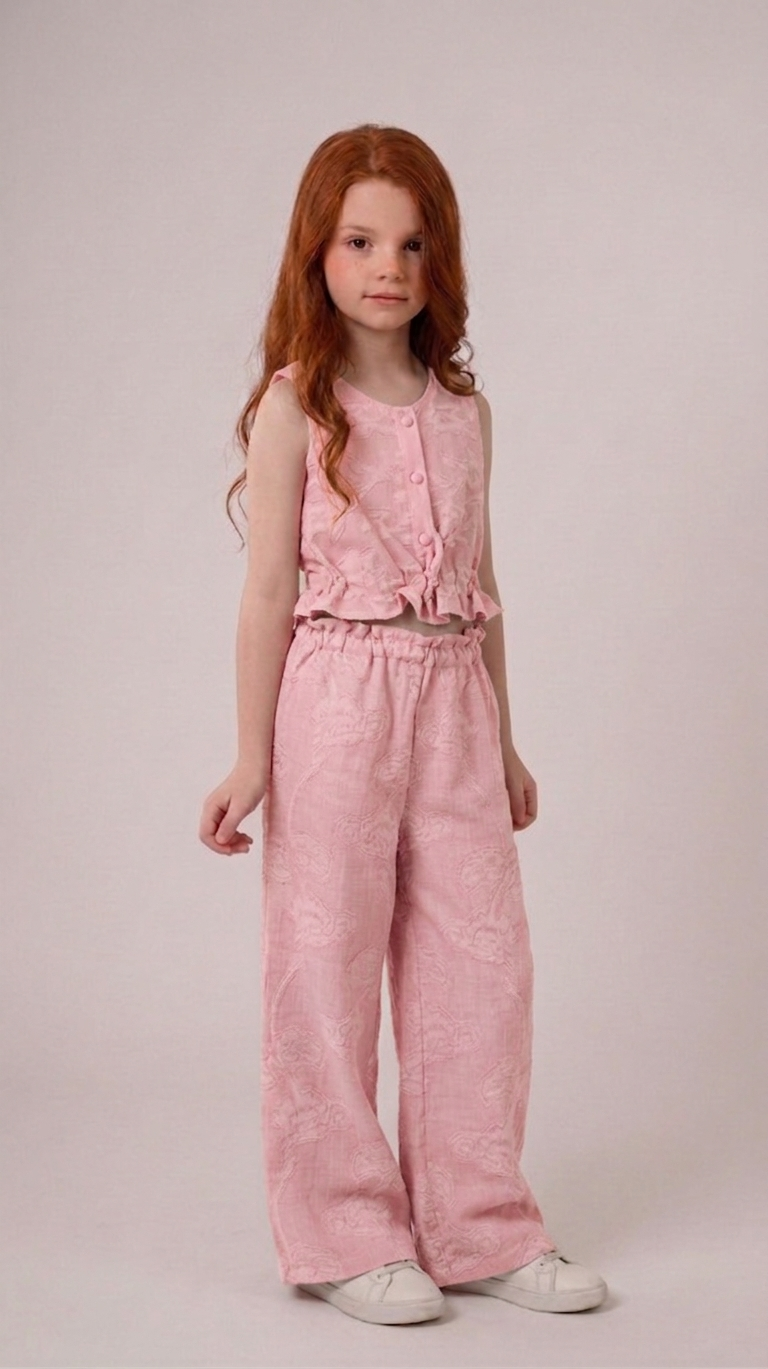 Girls’ Two-Piece Linen-Blend Floral Set