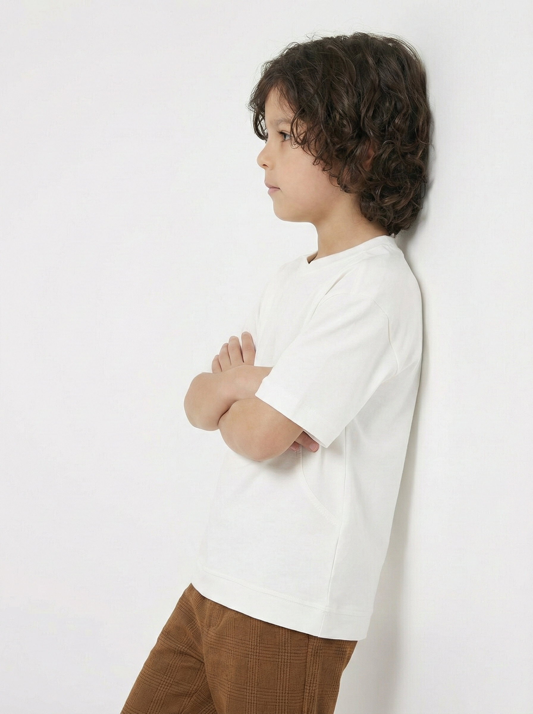 Boys’ Oversized Paneled Tee – Relaxed Fit Cotton T-Shirt with Sculpted Seam Detail
