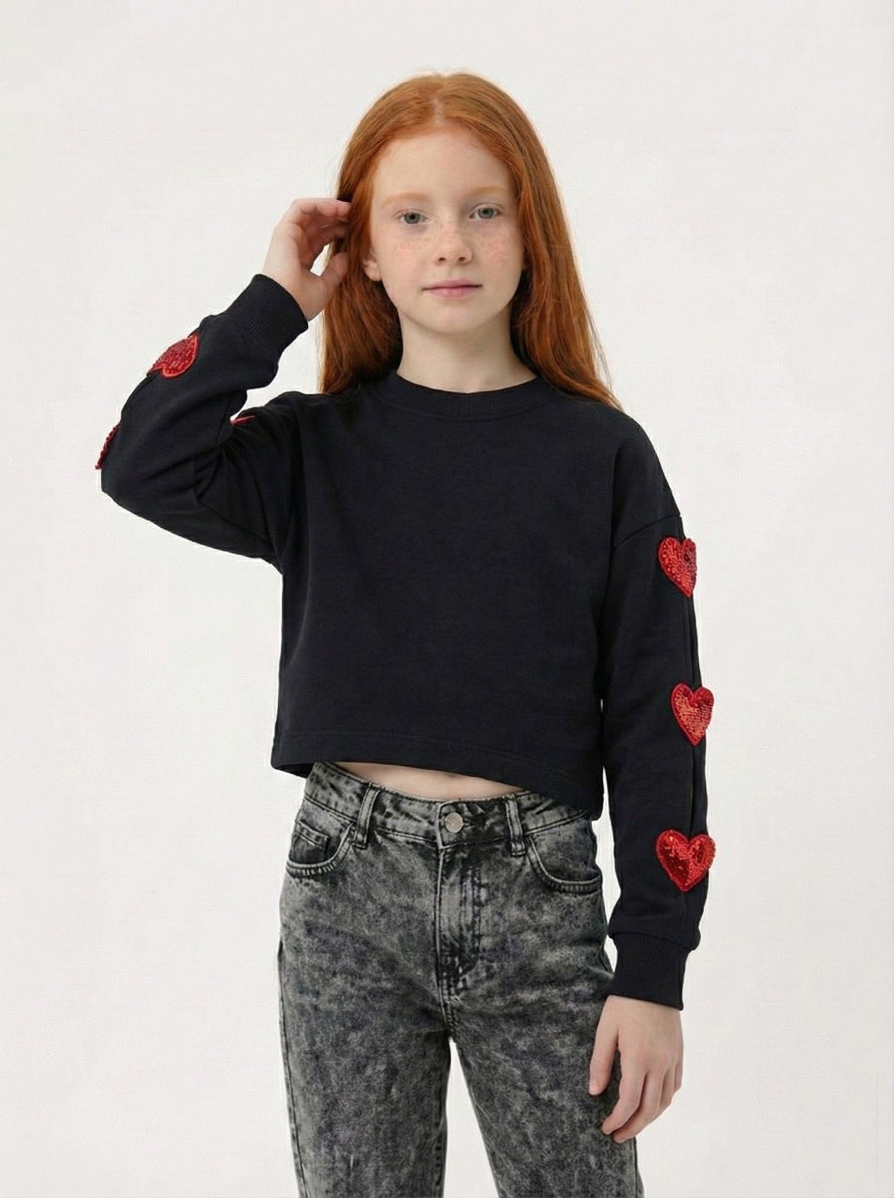 Girls' Sweetheart Sequin Cropped Sweatshirt