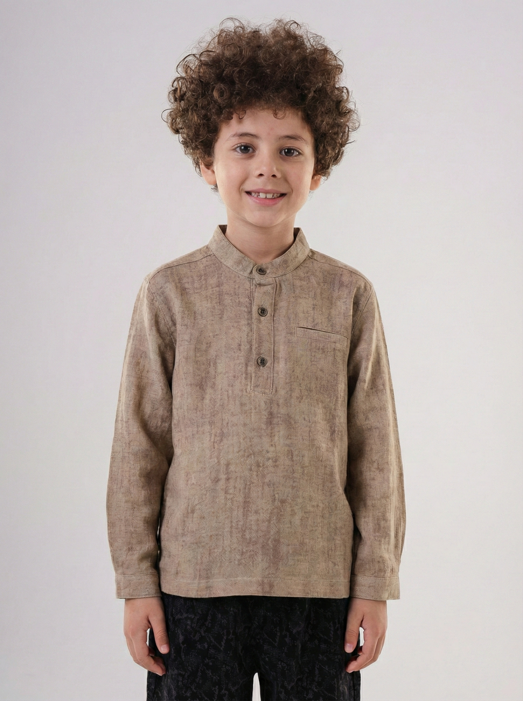 Boys’ Textured Shirt with Chest Pocket