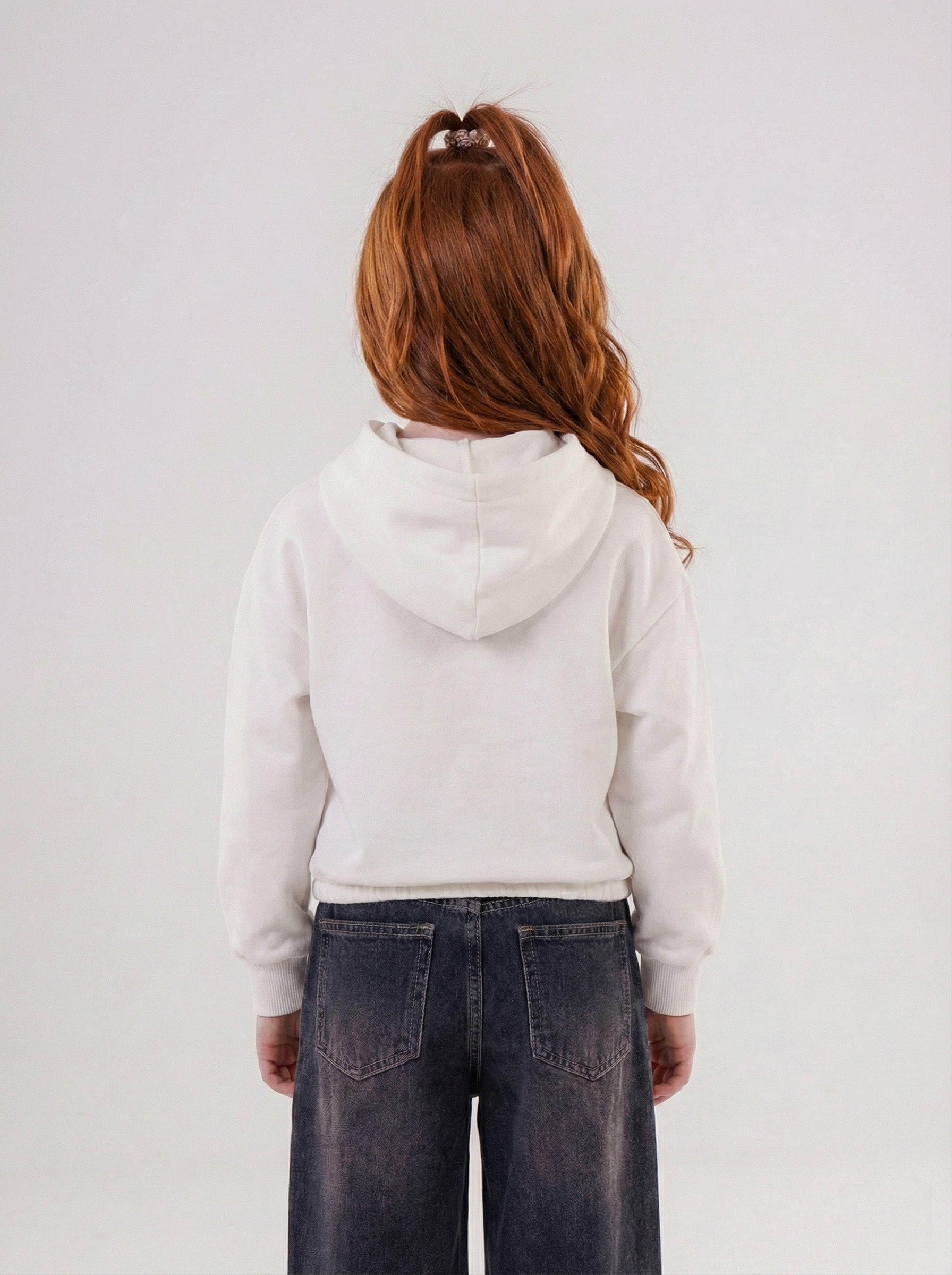 Girls' "Love Hello Smile" Sequin Heart Cropped Hoodie