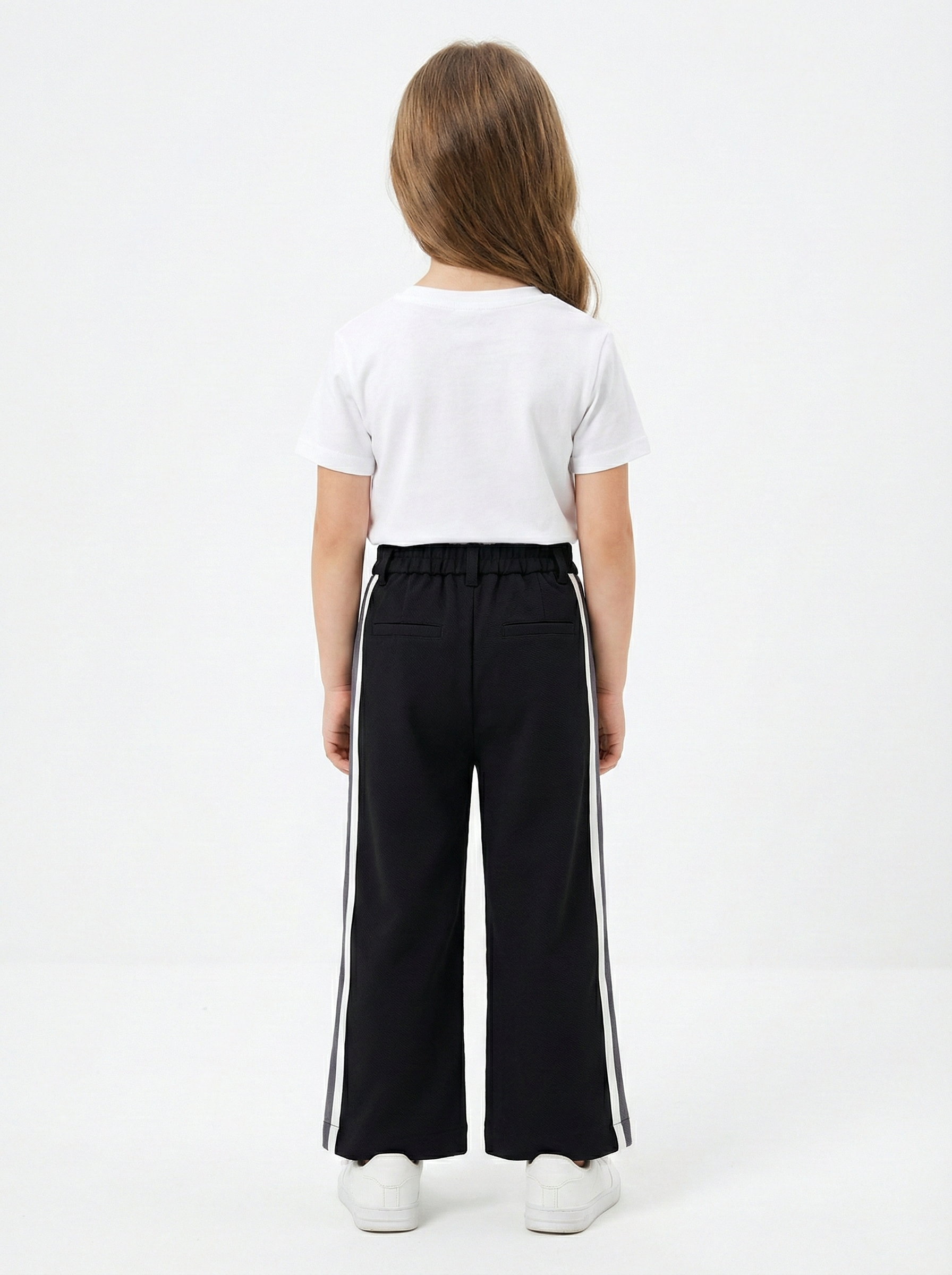 Girls’ Wide-Leg Trousers with Side Stripe – Trendy High-Waisted Relaxed Fit Pants