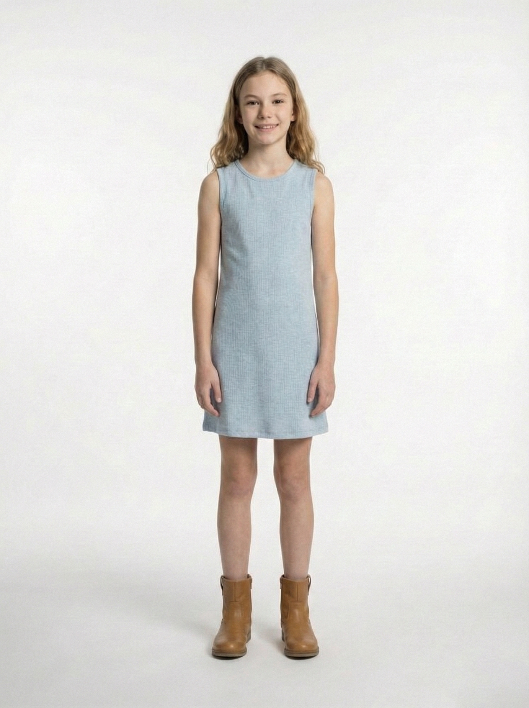 Girls’ Ribbed Knit Sleeveless Shift Dress