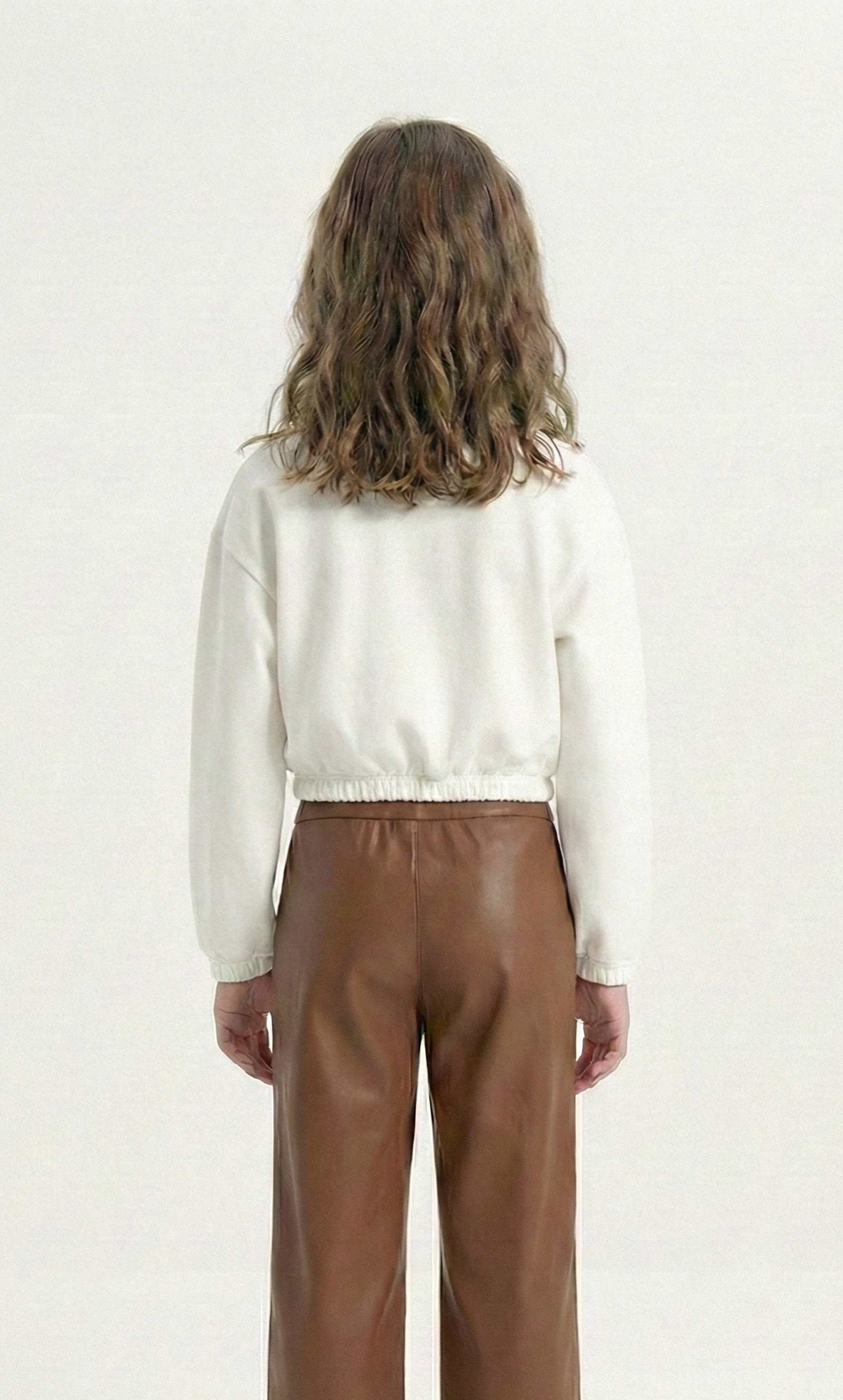 Girls’ Peach Cold-Shoulder Sweatshirt with Studded Detail