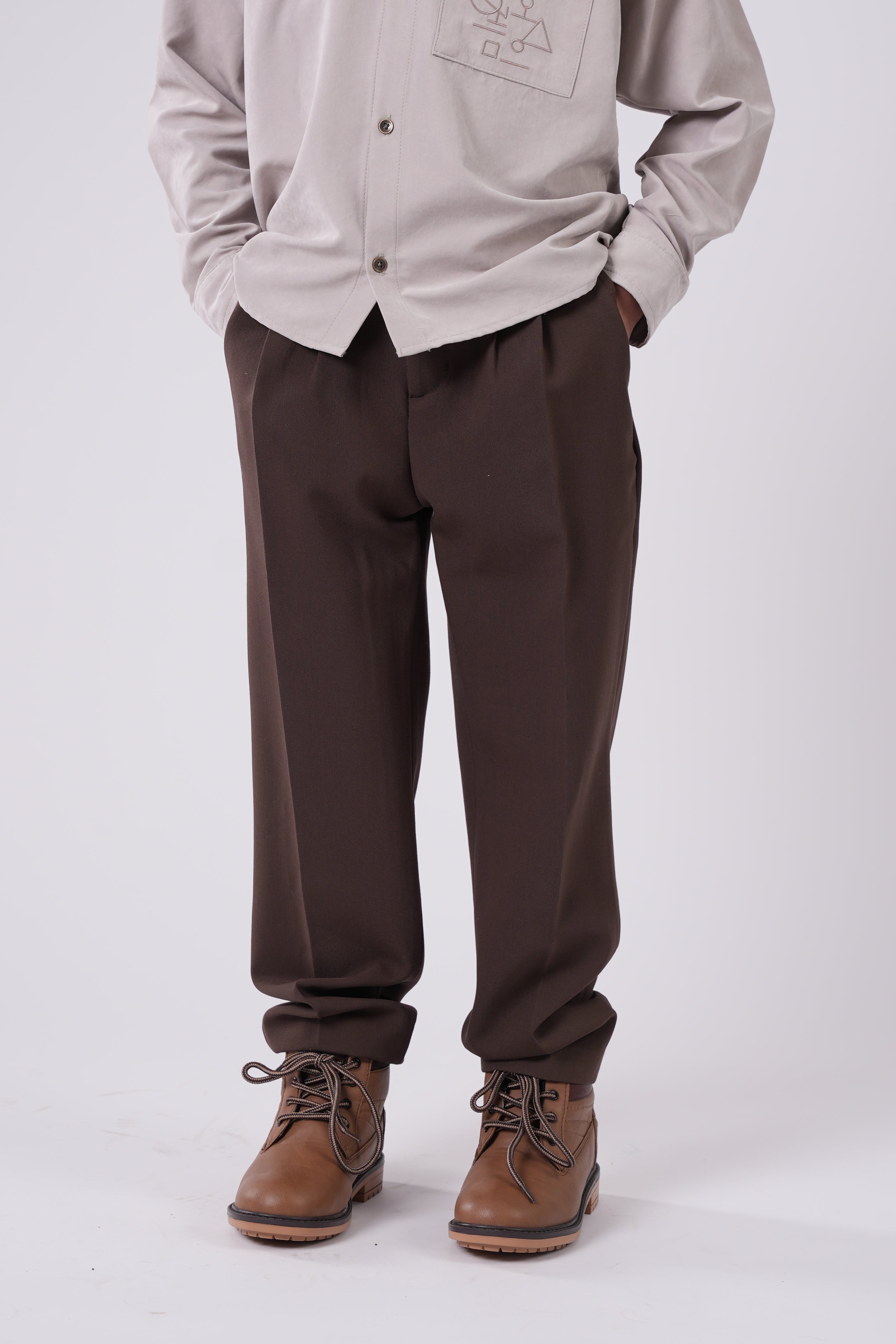 Boys' Slim-Fit Pleated Trousers