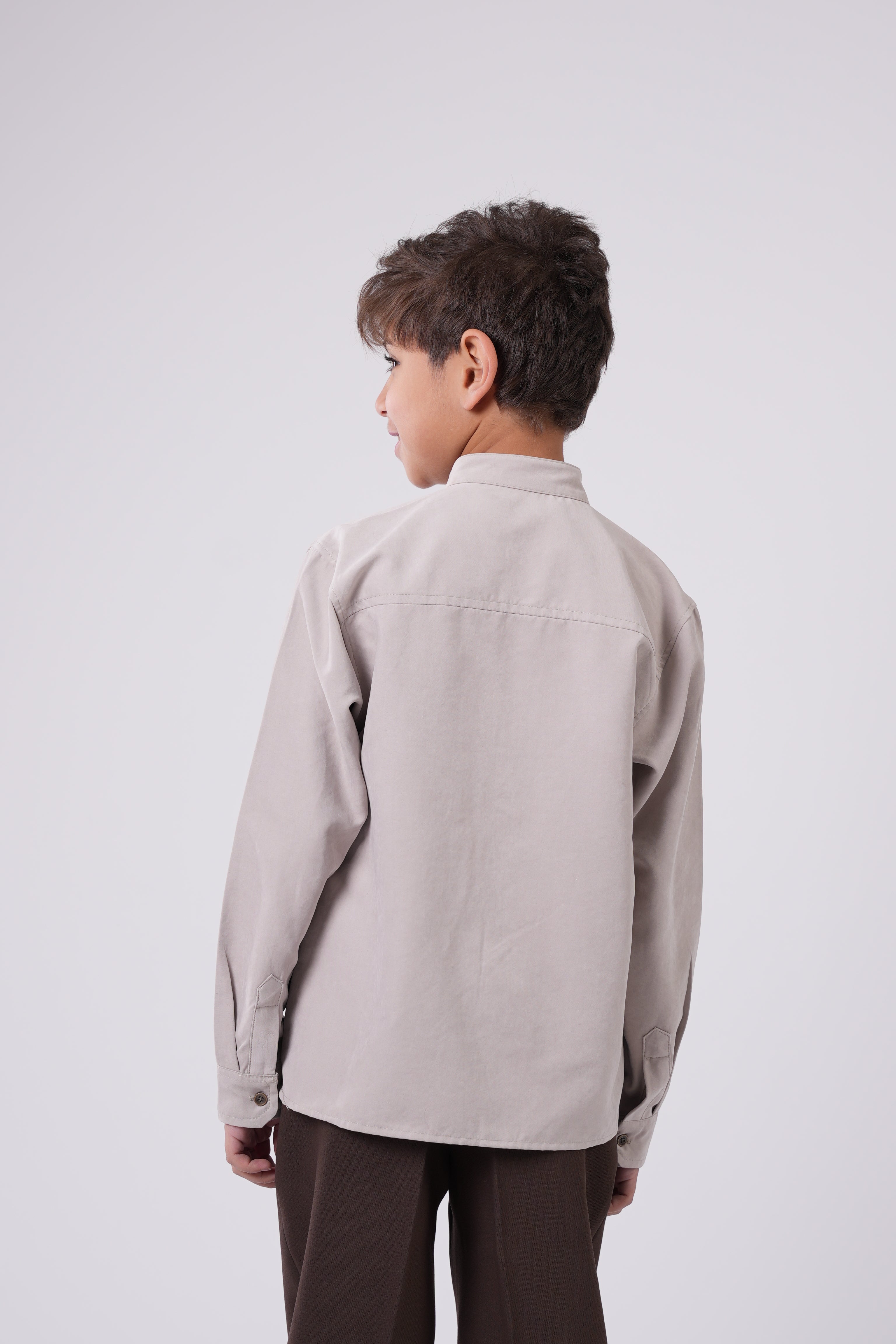 Boys’ Mandarin Collar Long-Sleeve Shirt