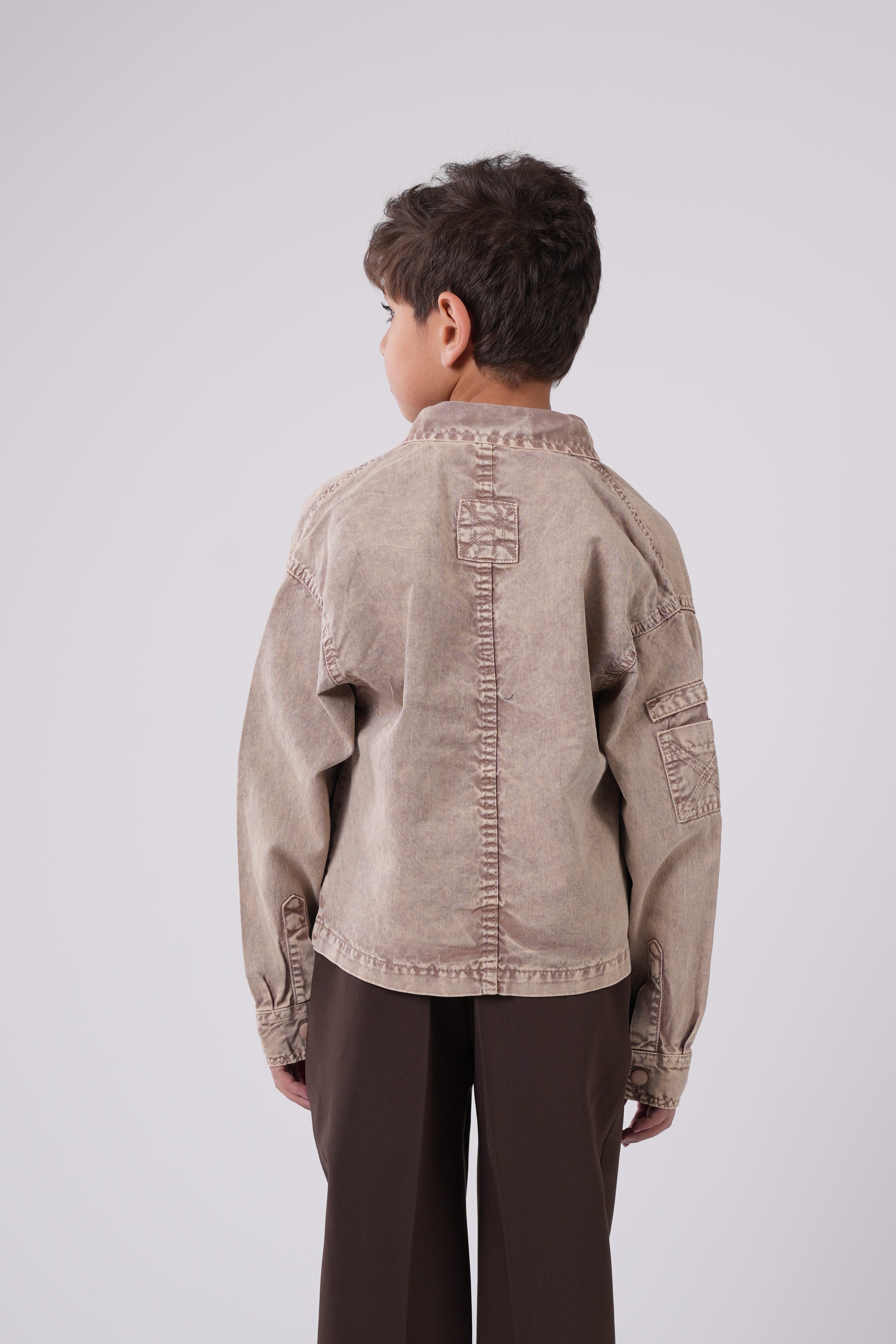 Boys’ Textured Denim Button-Up Jacket for Kids