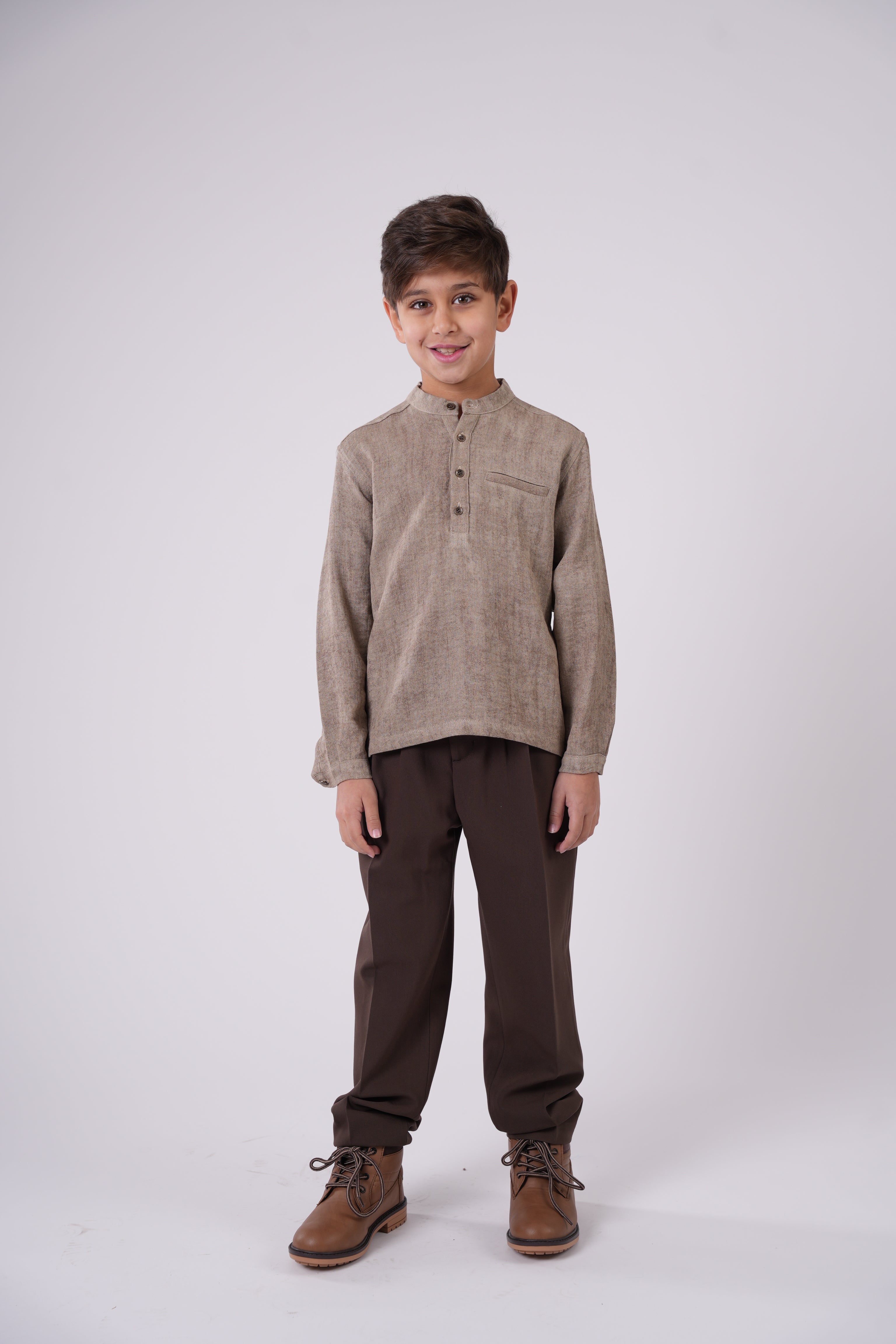 Boys’ Textured Shirt with Chest Pocket