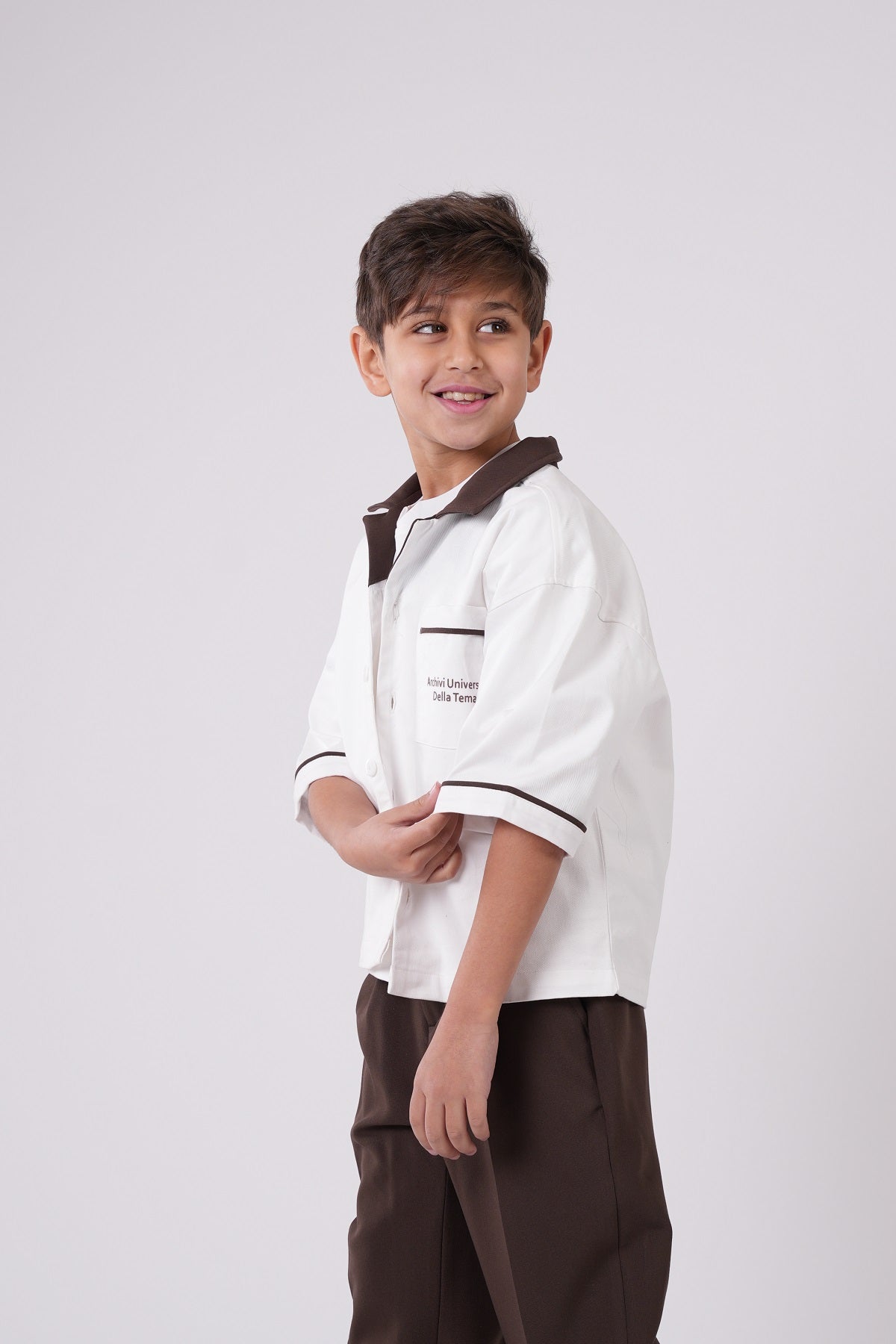 Boys’ Two-Tone Button-Down Resort Shirt – Cream