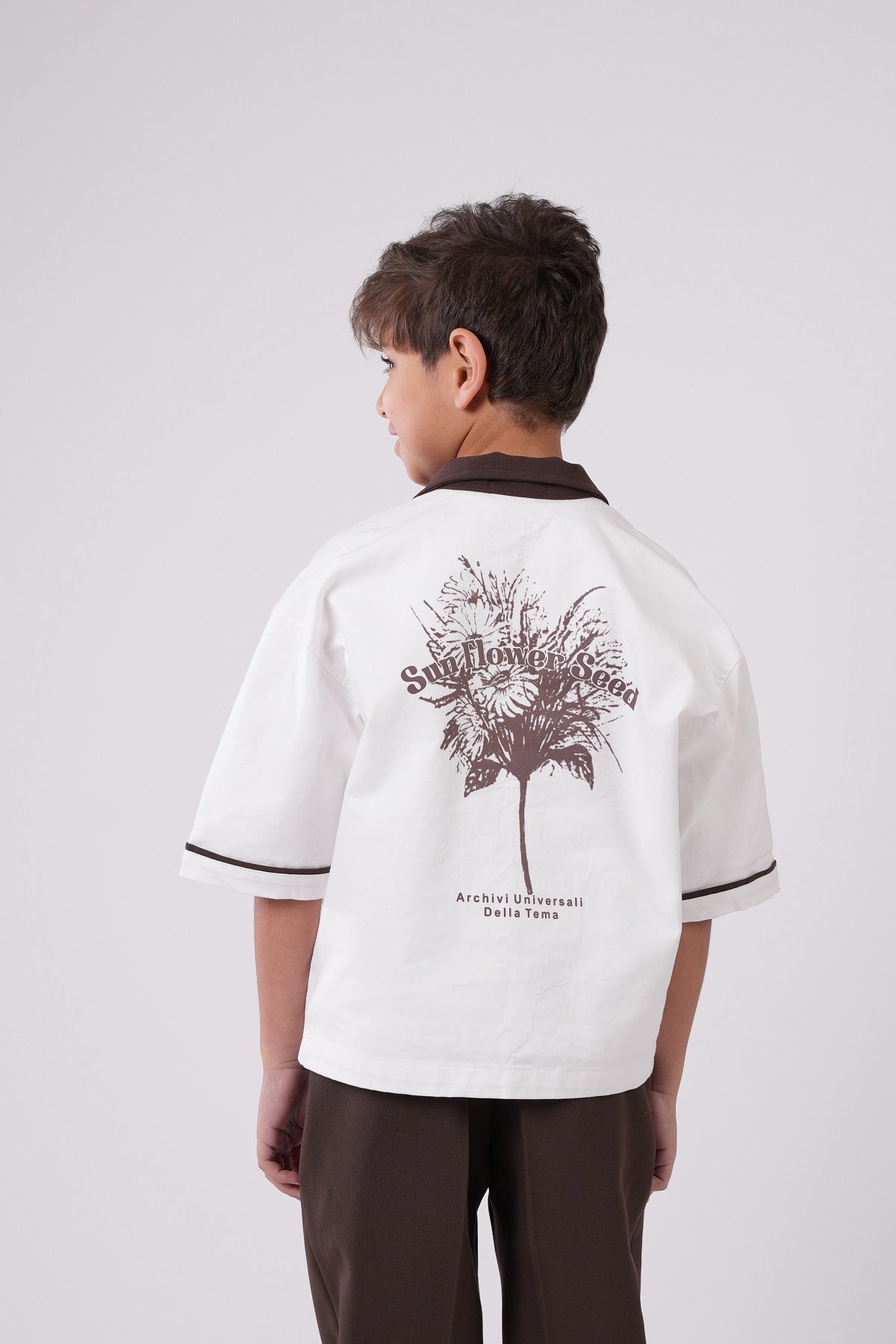 Boys’ Two-Tone Button-Down Resort Shirt – Cream