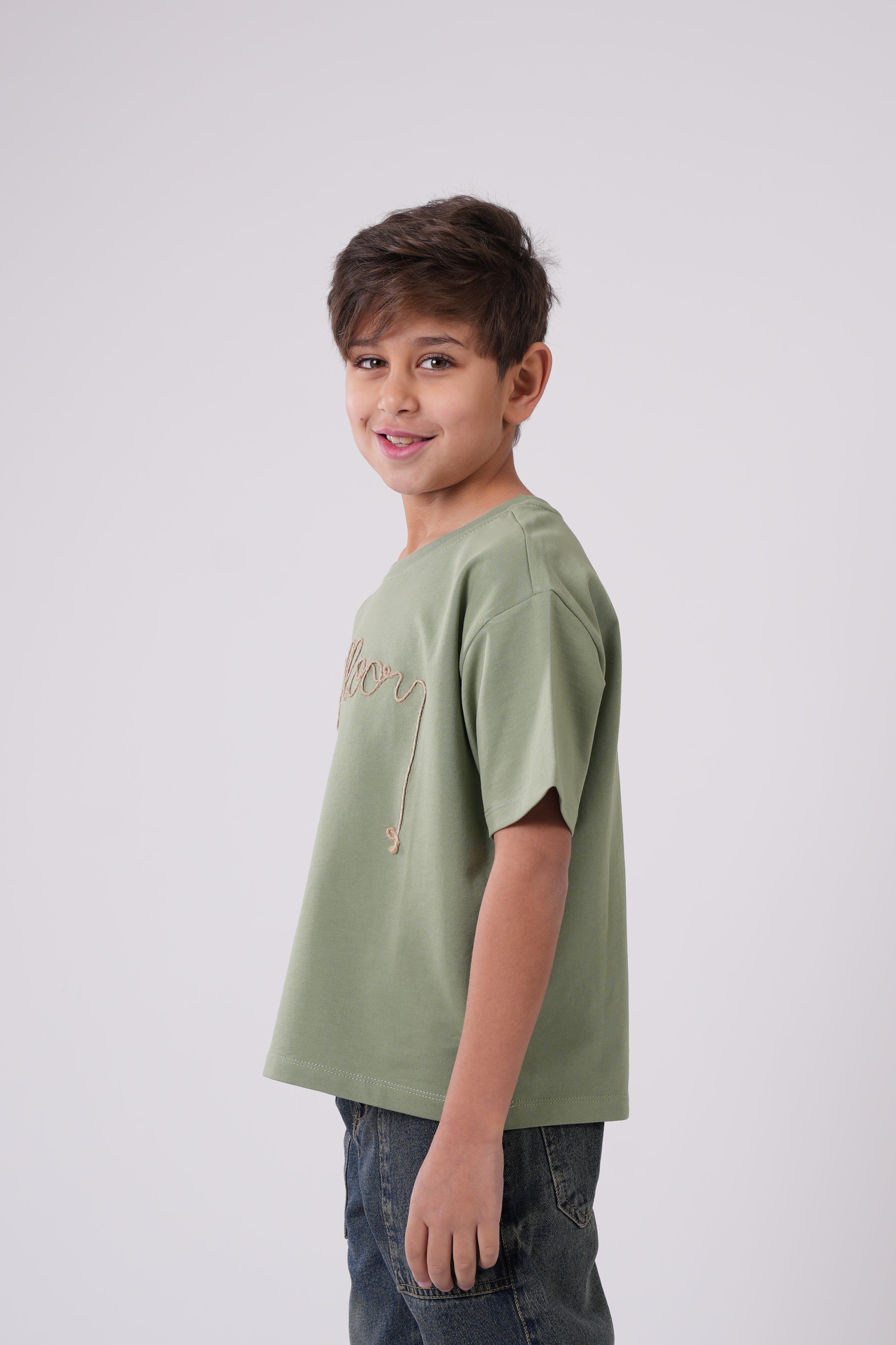 Boys’ T-Shirt with Embroidered Script