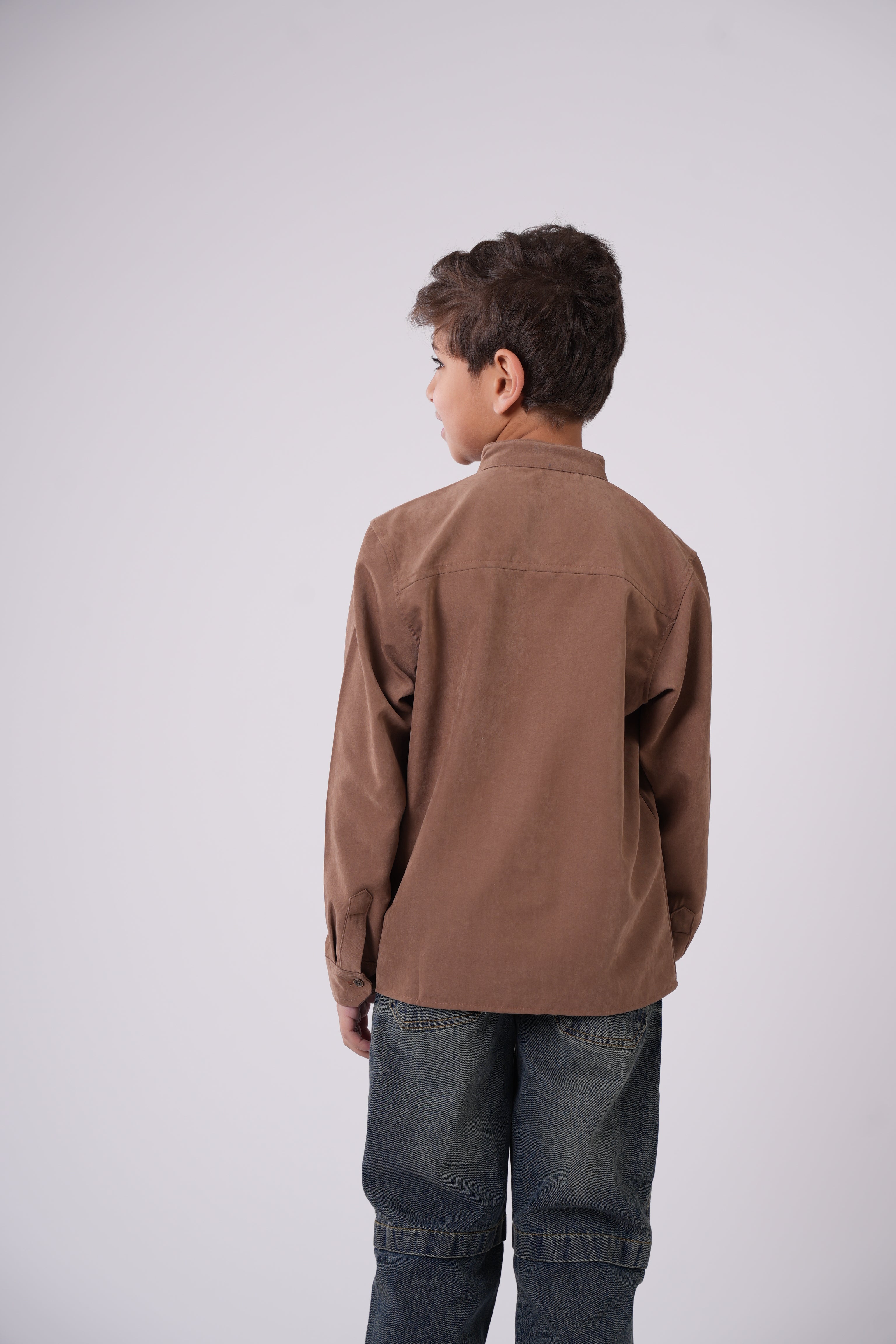 Boys’ Mandarin Collar Long-Sleeve Shirt