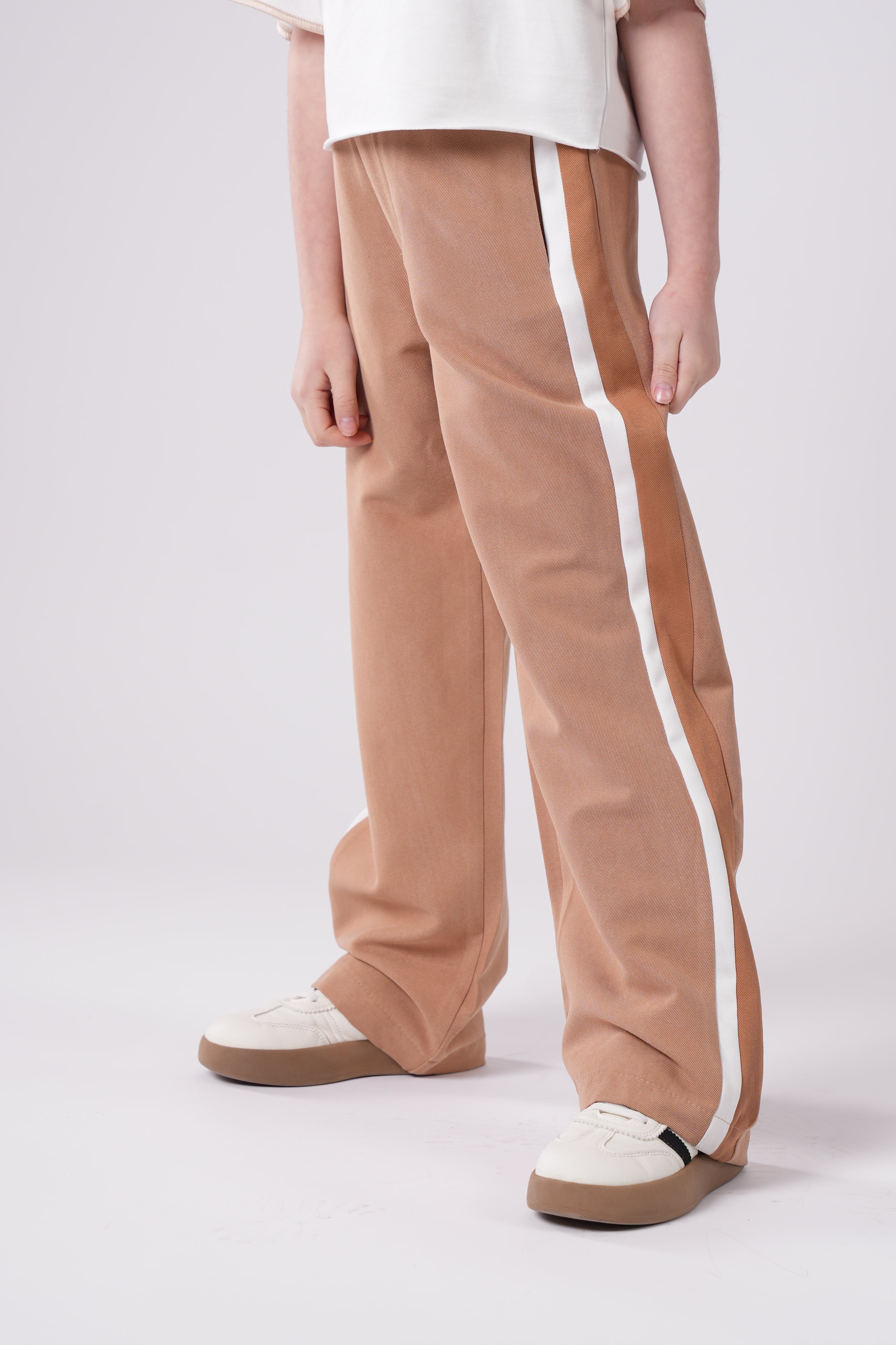 Girls’ Wide-Leg Trousers with Side Stripe