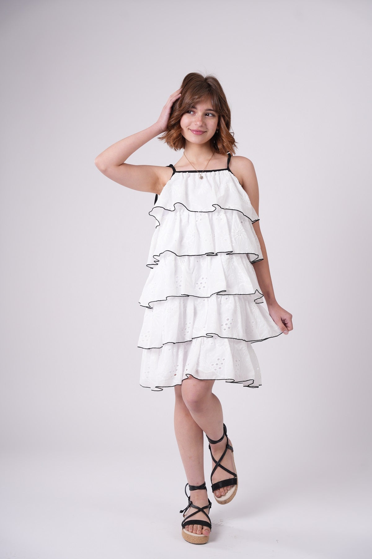 Girls’ Tiered Sundress – Crisp White