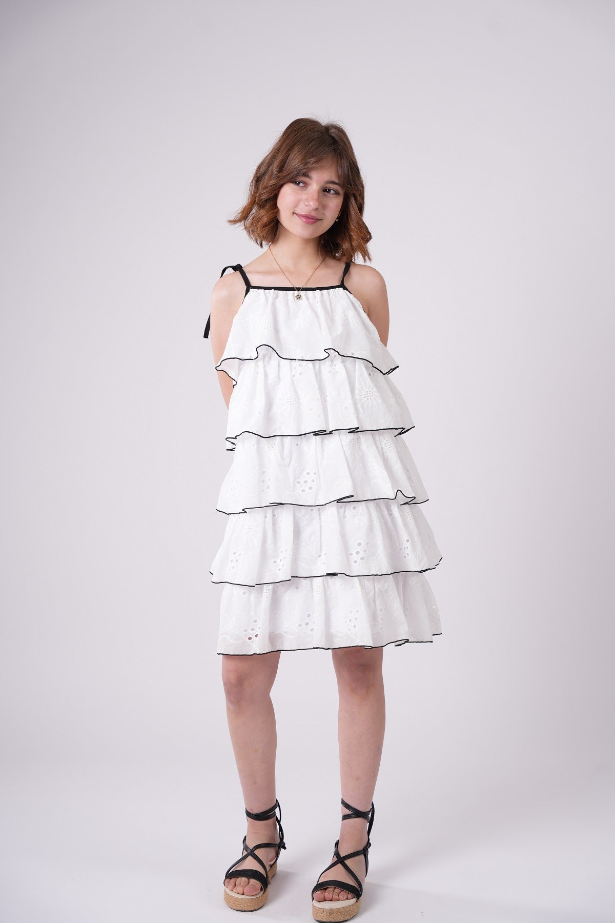 Girls’ Tiered Sundress – Crisp White