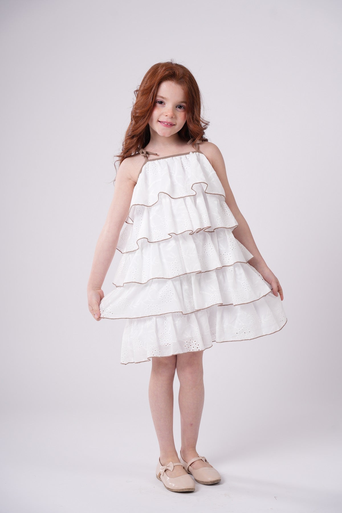 Girls’ Tiered Sundress – Crisp White