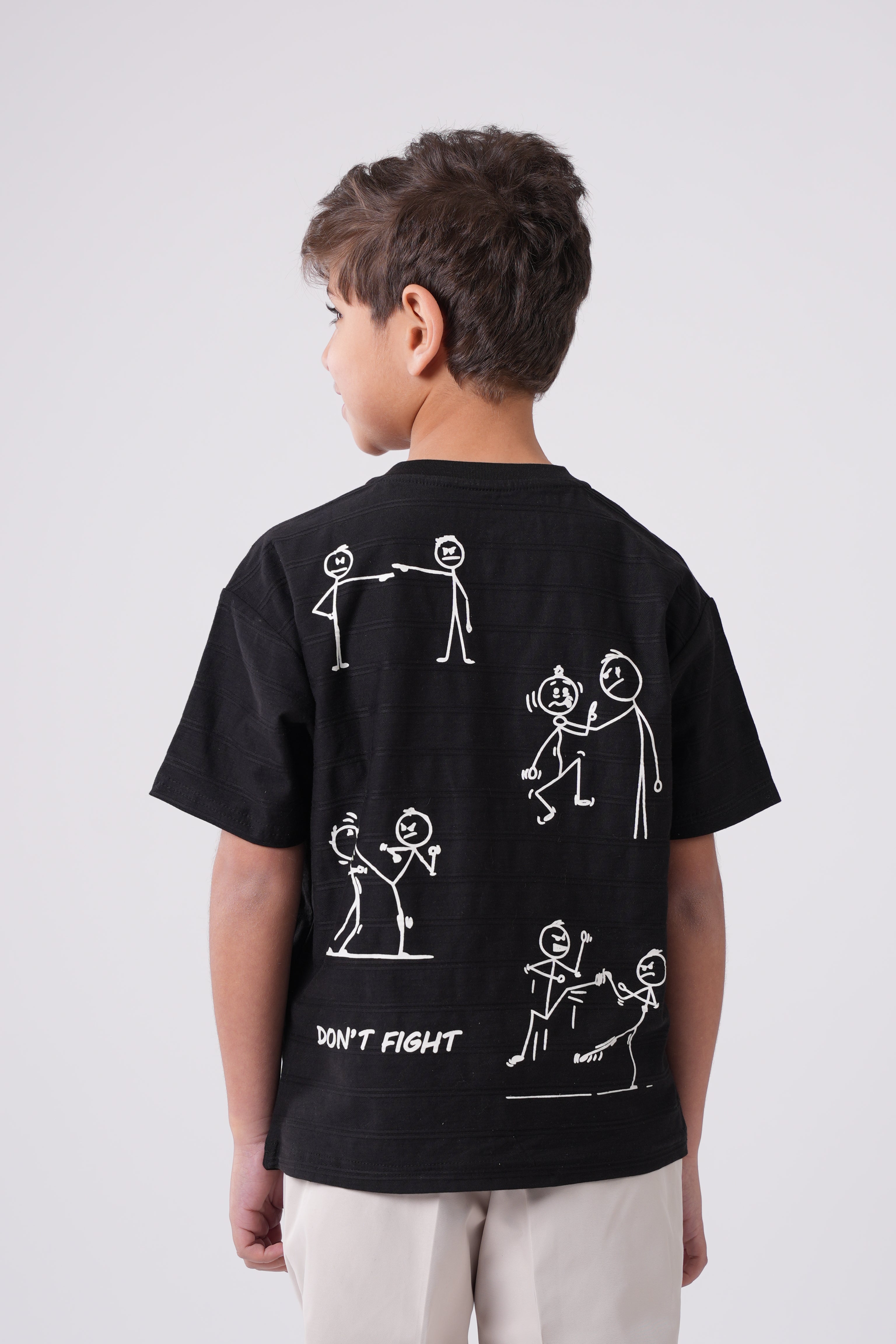 Casual Short-Sleeve T-Shirt with Back Doodle Art