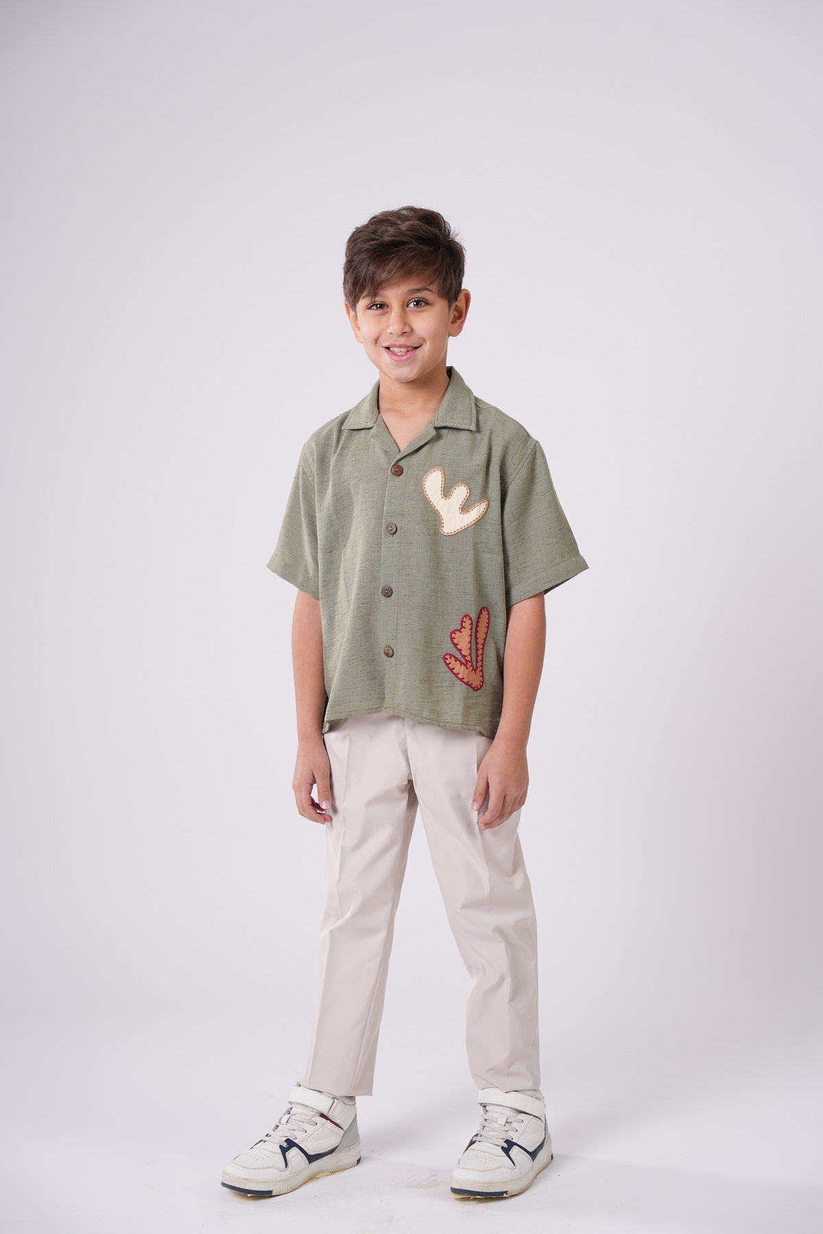 Boys’ Short Sleeve Button-Down with Appliqué