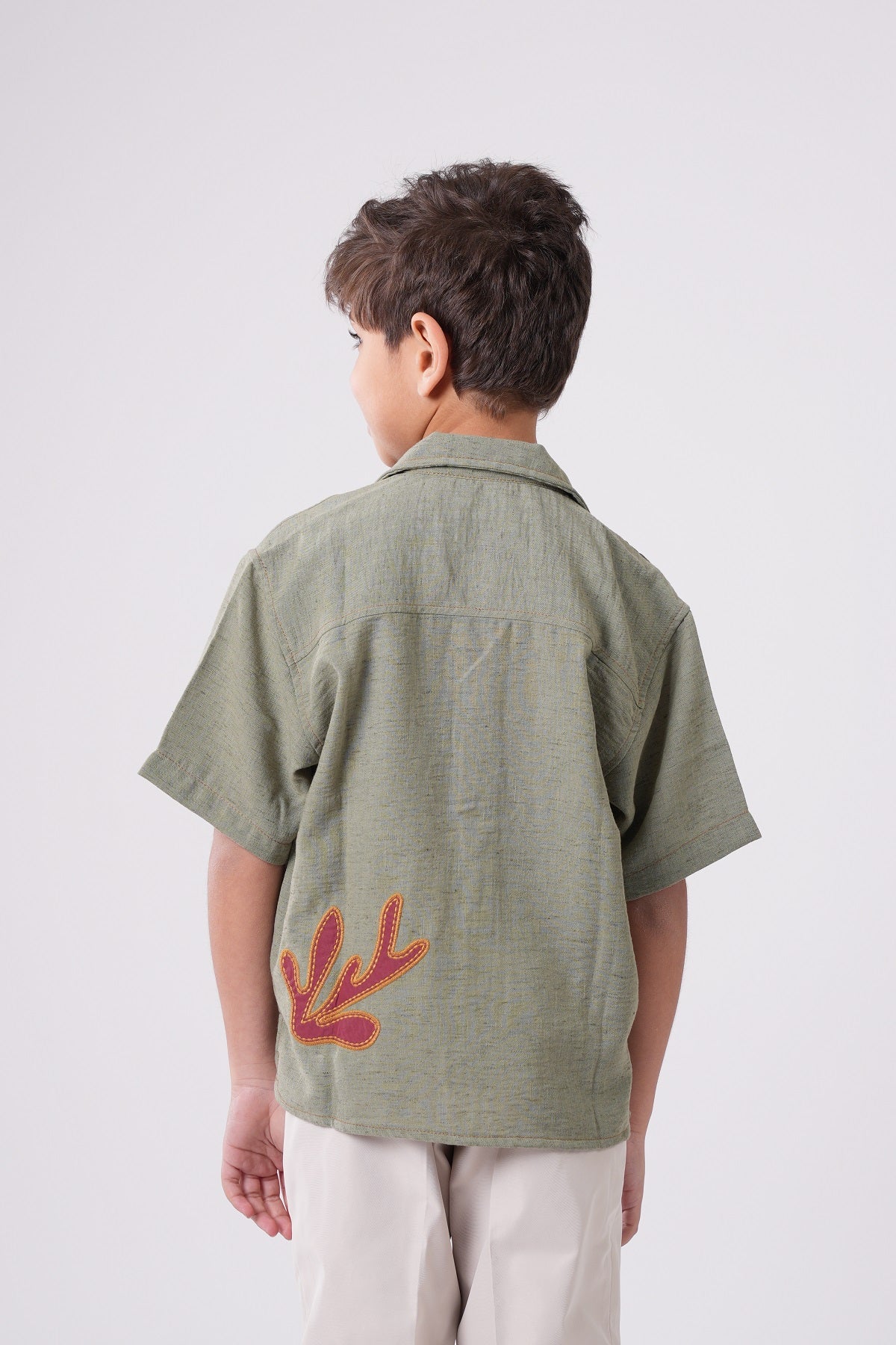 Boys’ Short Sleeve Button-Down with Appliqué