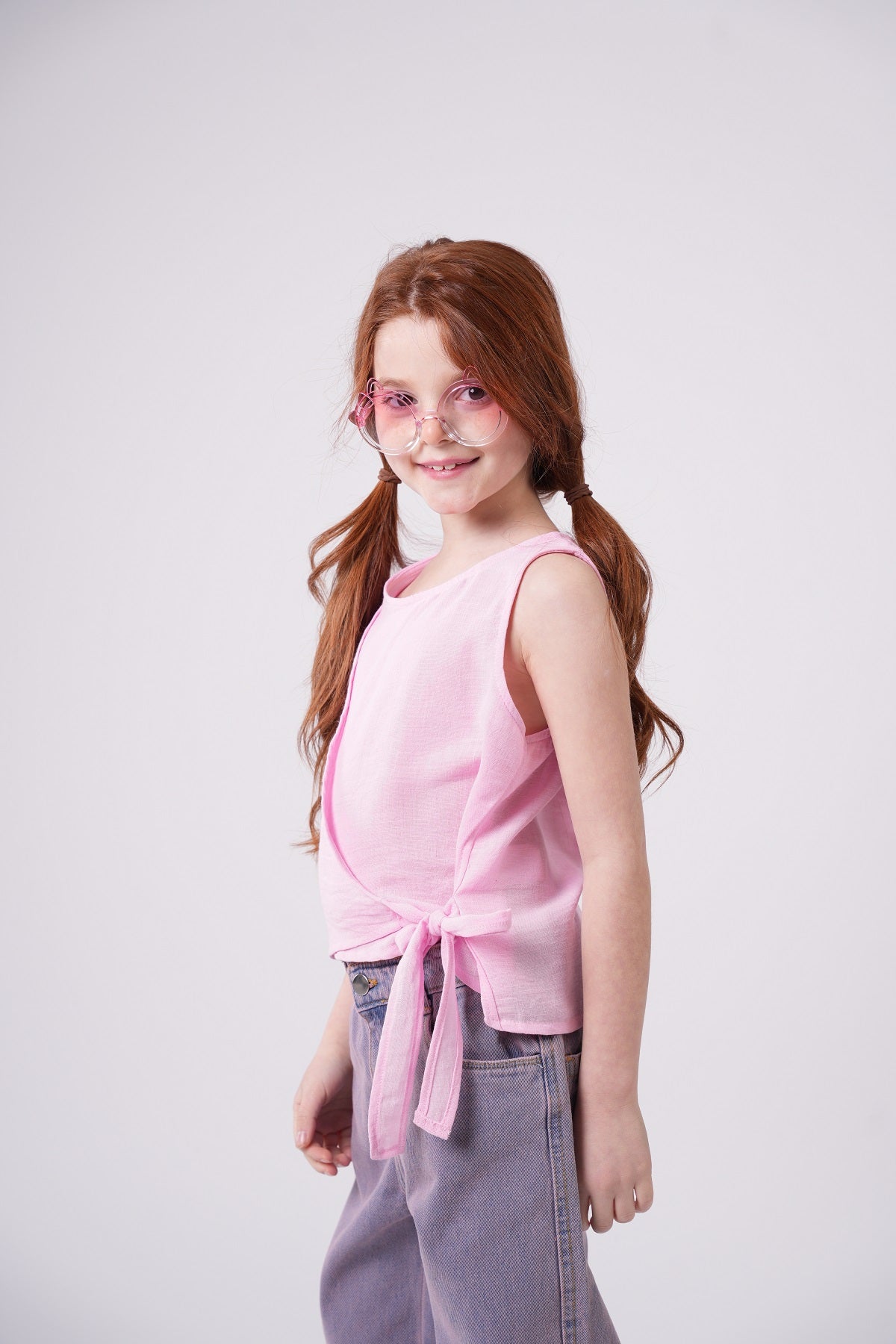 Girls’ Sleeveless Wrap Top with Side Bow