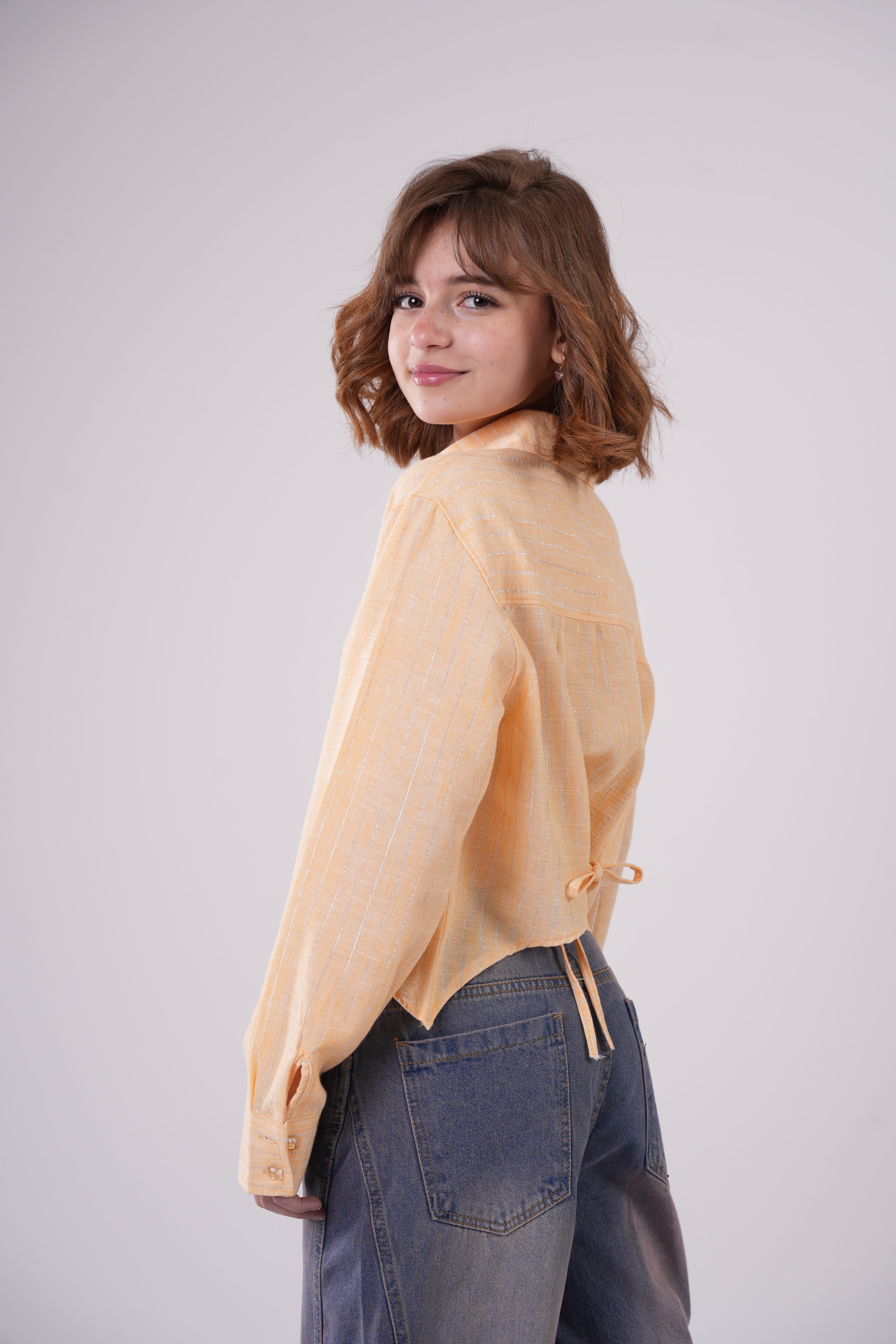 Girls’ Long-Sleeve Button Down Striped Shirt