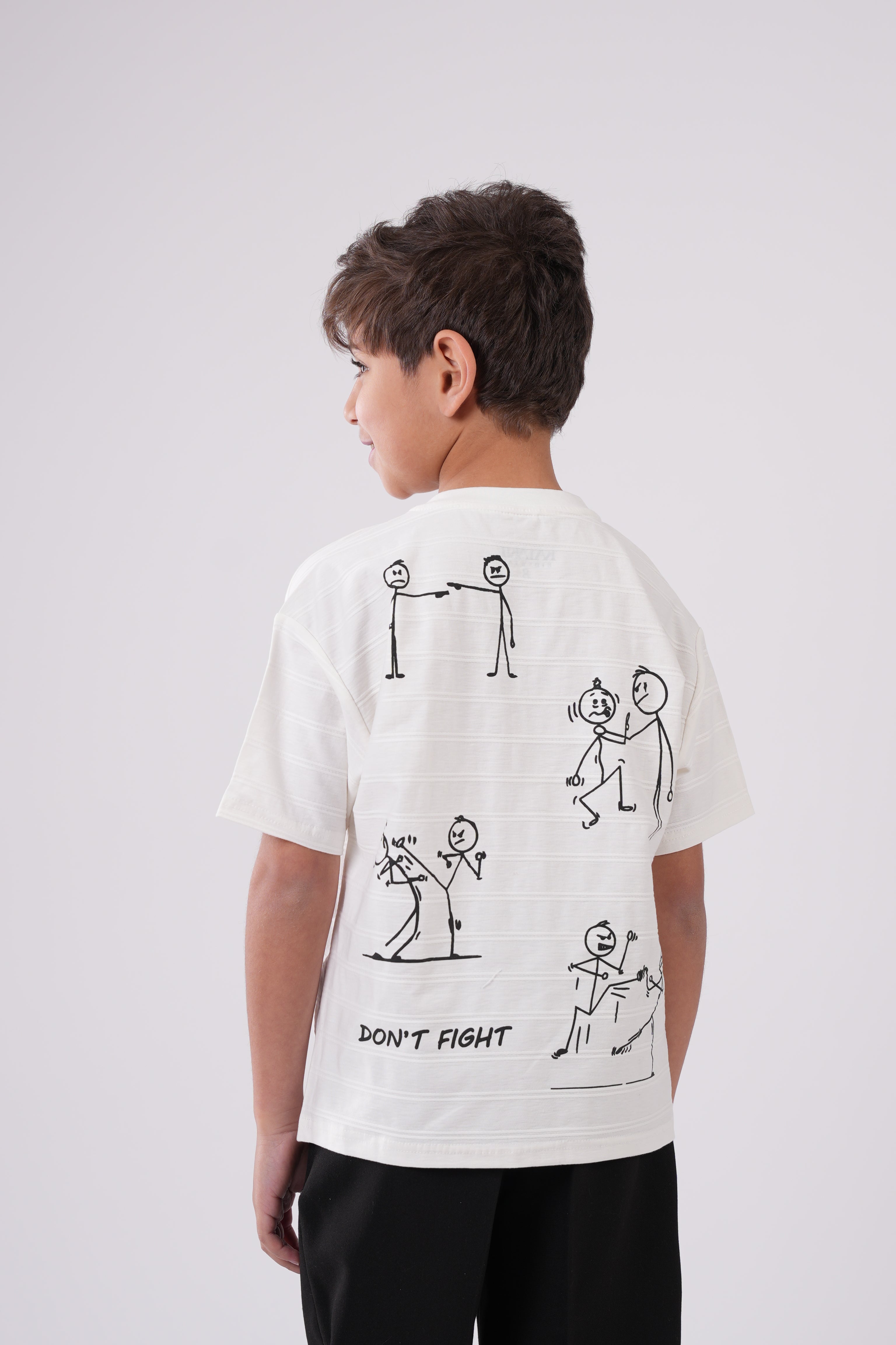 Casual Short-Sleeve T-Shirt with Back Doodle Art