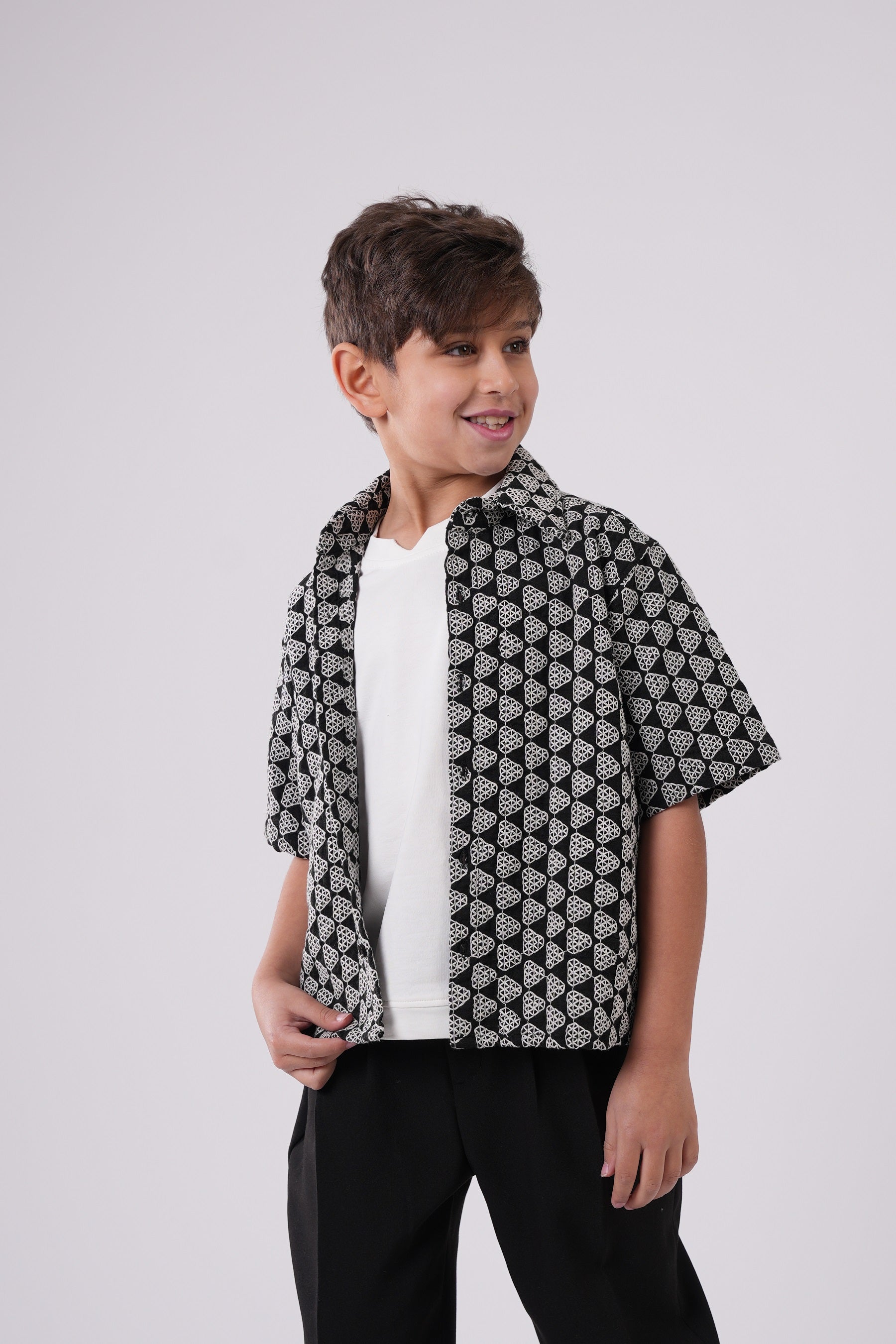 Boys’ Geometric Print Resort Shirt