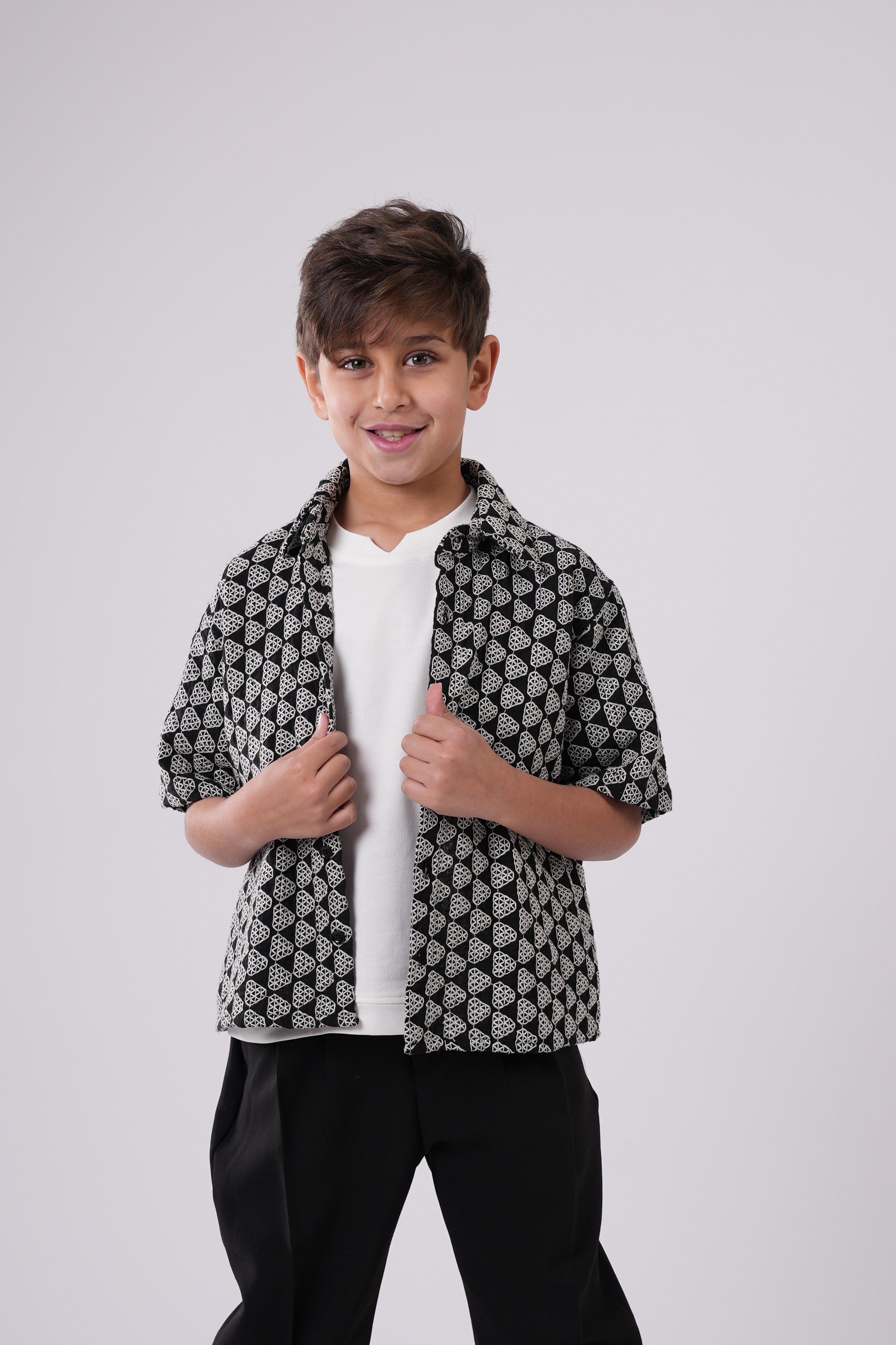 Boys’ Geometric Print Resort Shirt