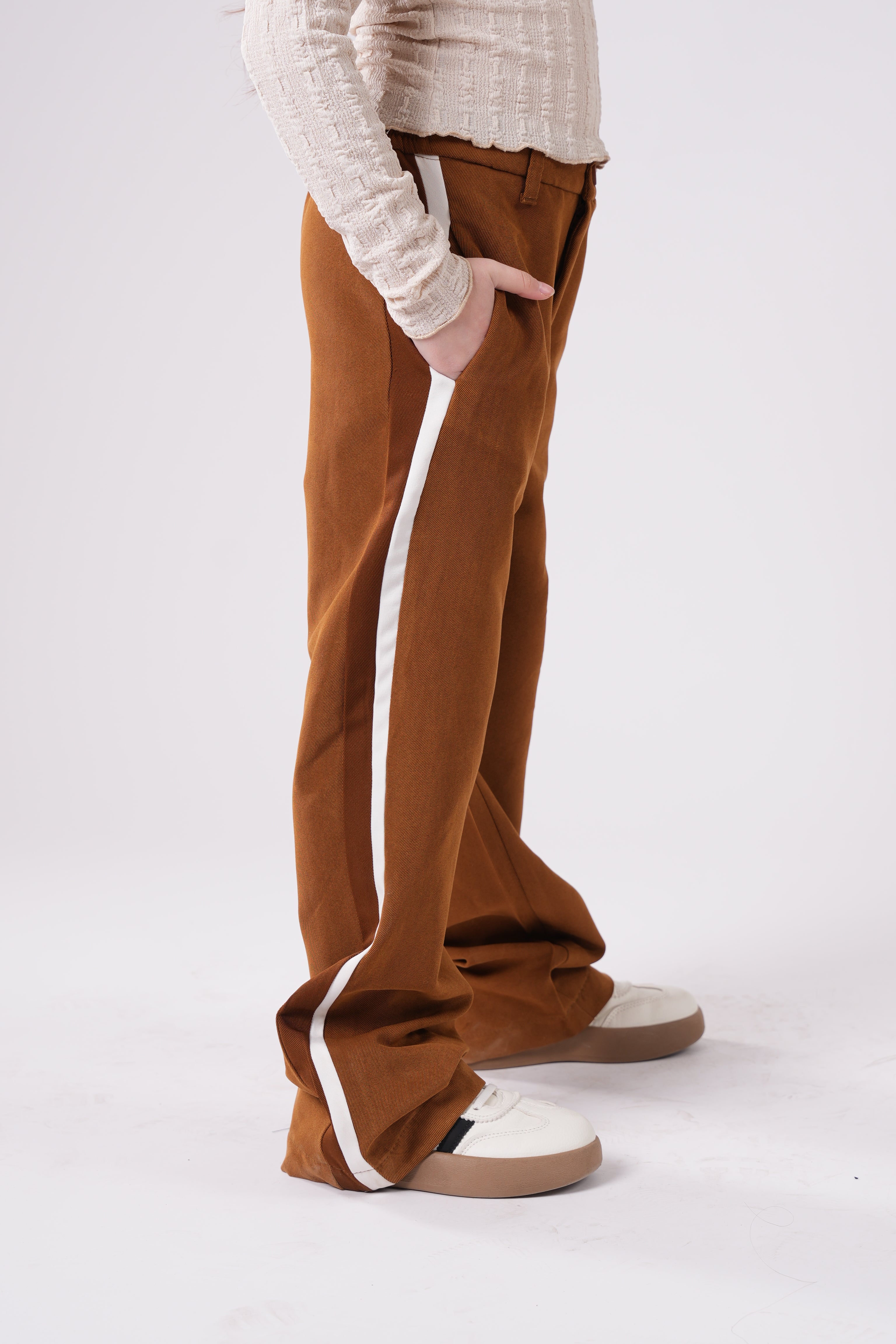 Girls’ Wide-Leg Trousers with Side Stripe