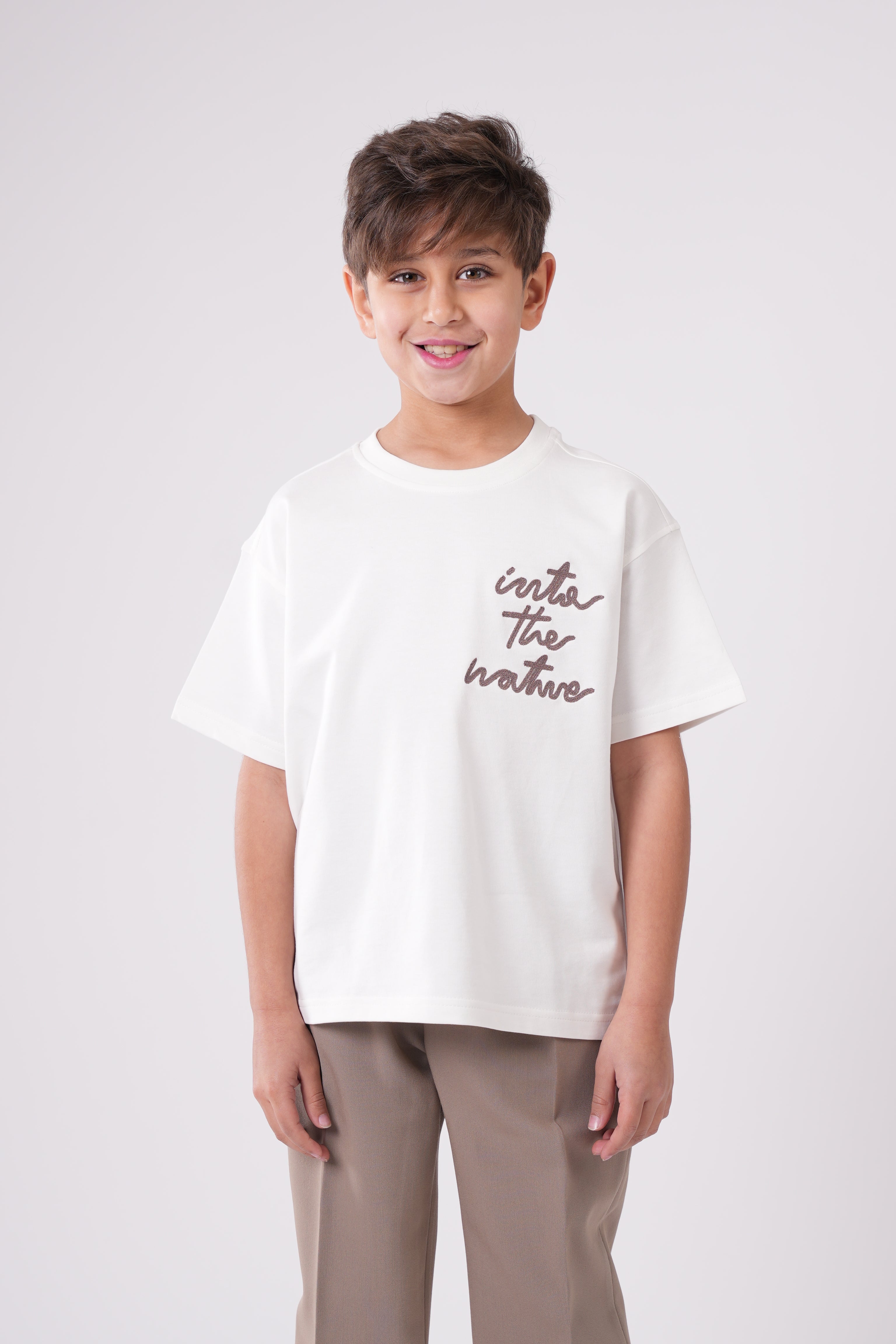 Boys’ Embroidered Script Cotton T-Shirt