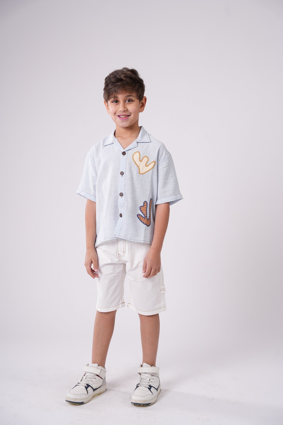Boys’ Short Sleeve Button-Down with Appliqué