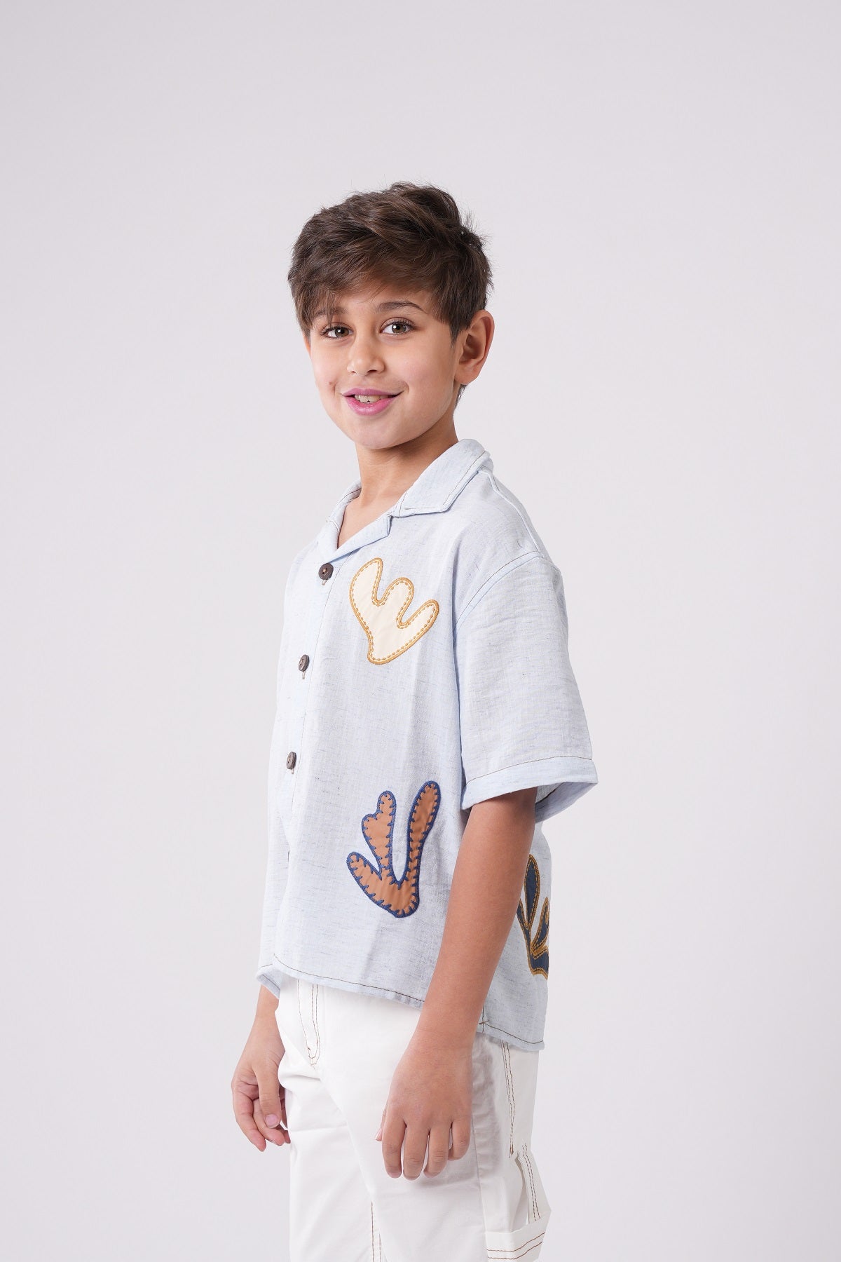 Boys’ Short Sleeve Button-Down with Appliqué