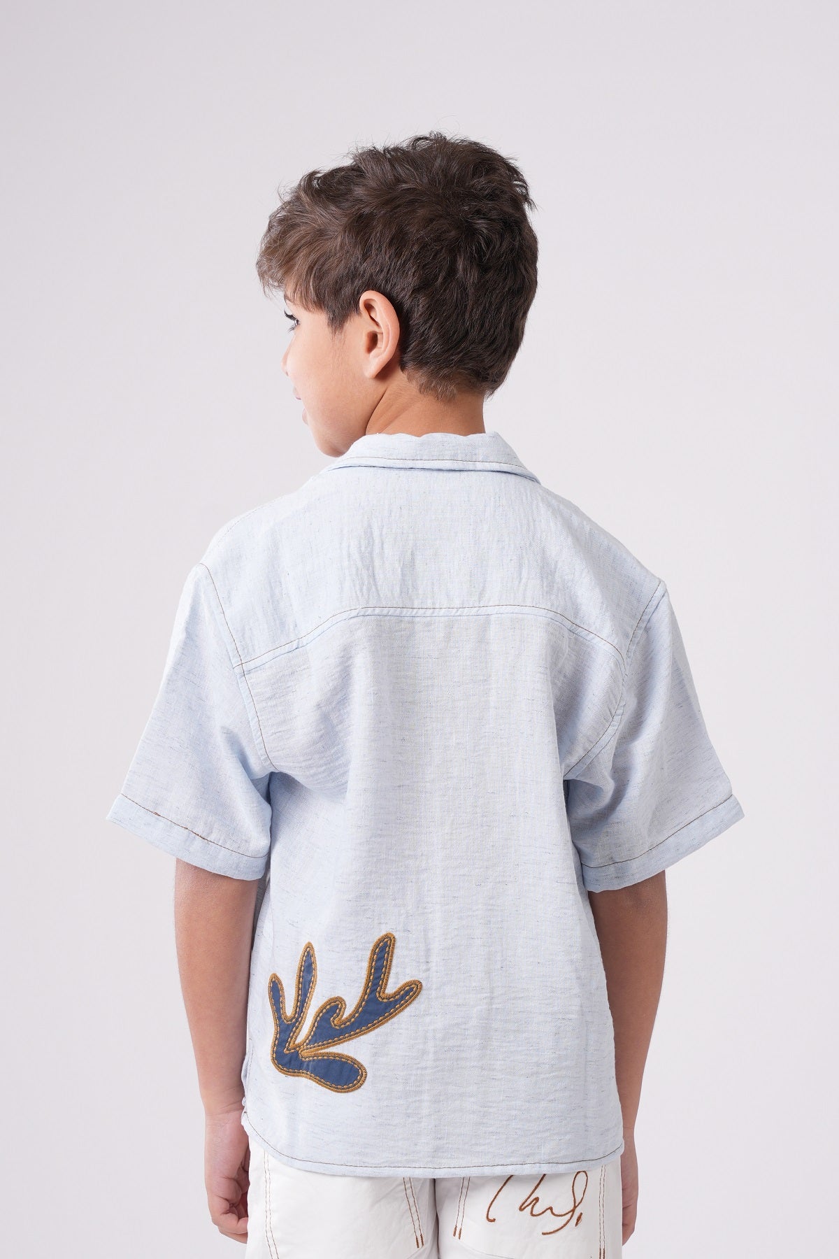 Boys’ Short Sleeve Button-Down with Appliqué